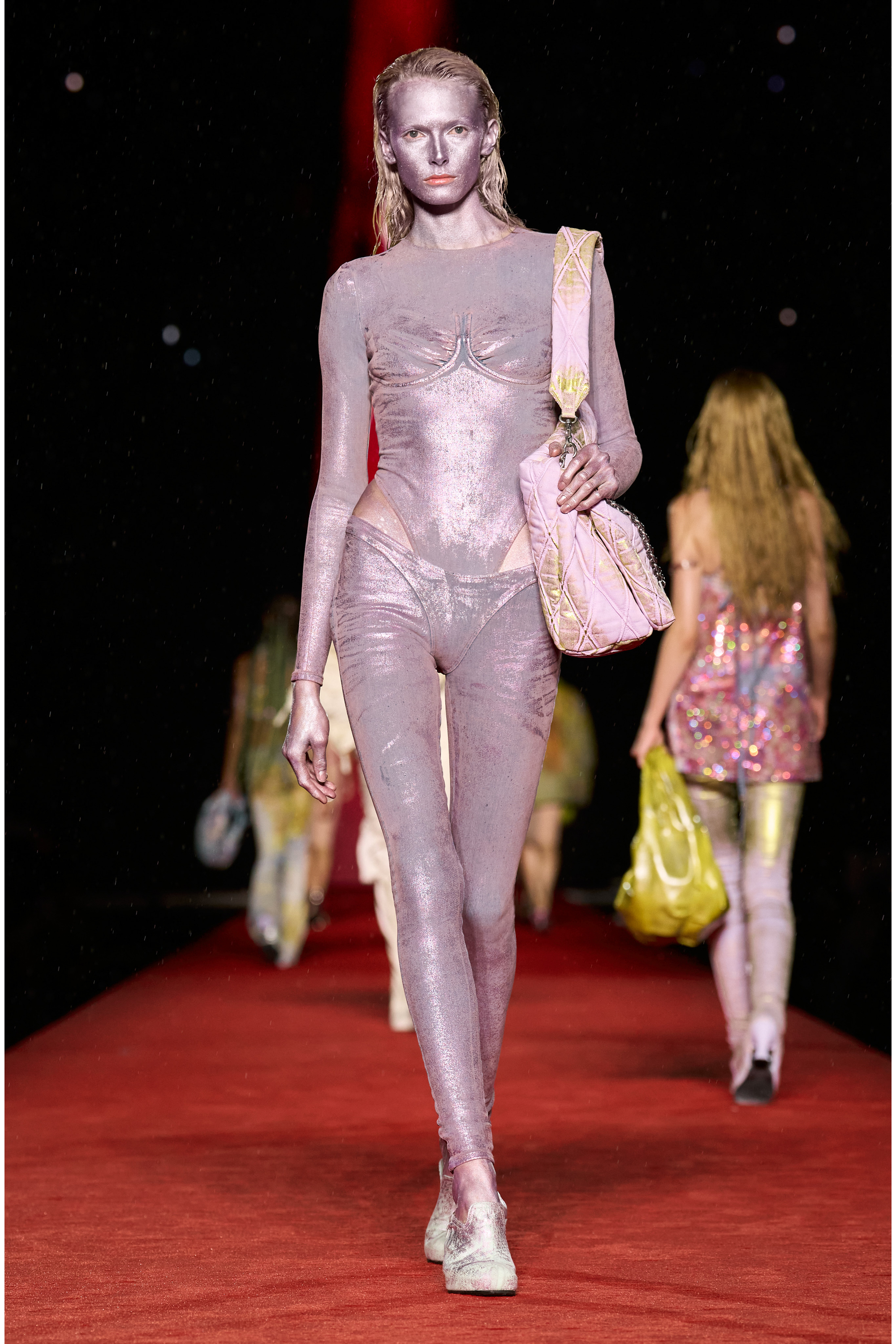 Diesel - DE-NIKKI-LS-FSE, Woman Bodysuit in shimmering denim in Pink - Image 7