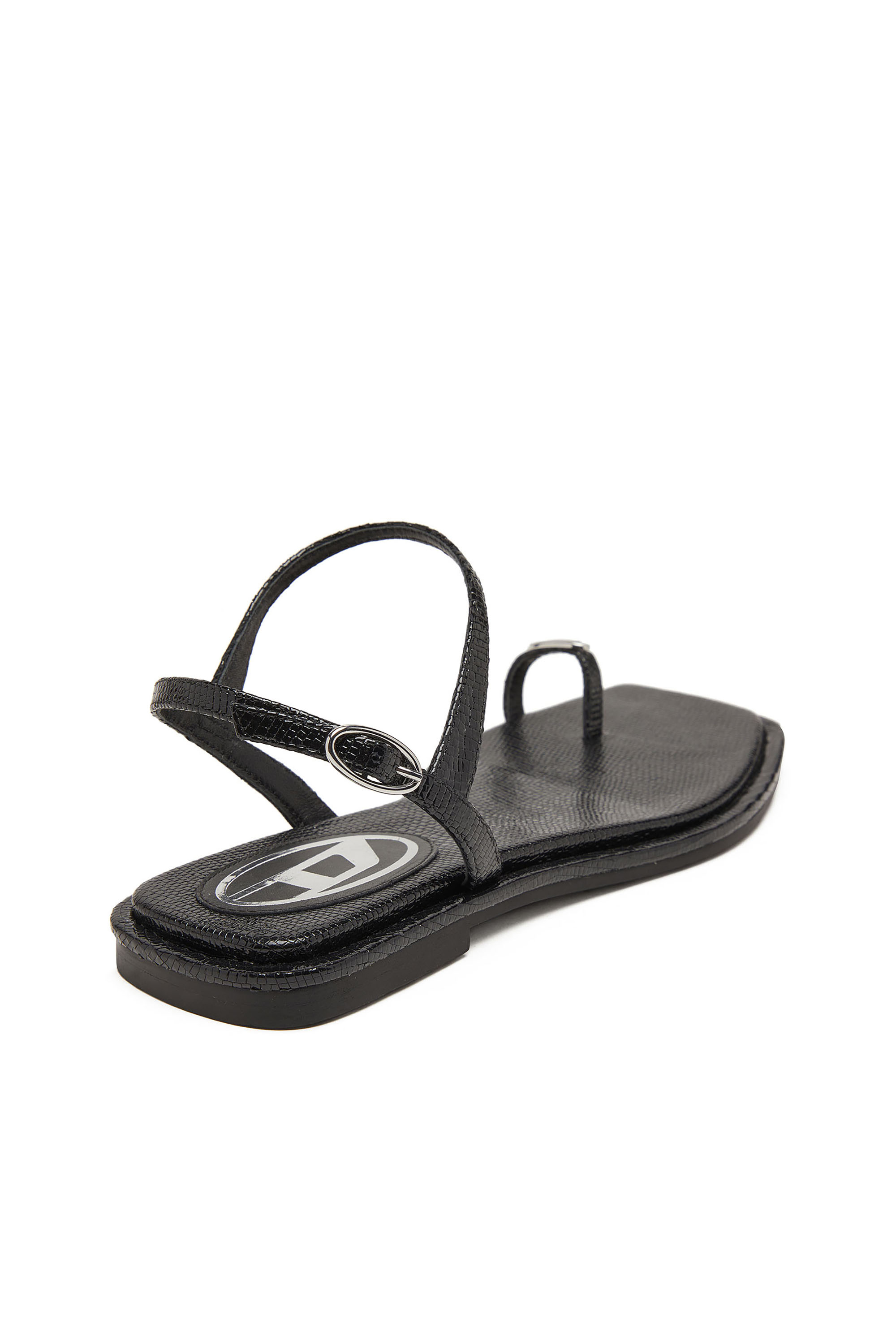 Diesel - D-AMBER INFRA 0, Woman's D-AMBER - Sandal in leather with metallic logo in Black - 4
