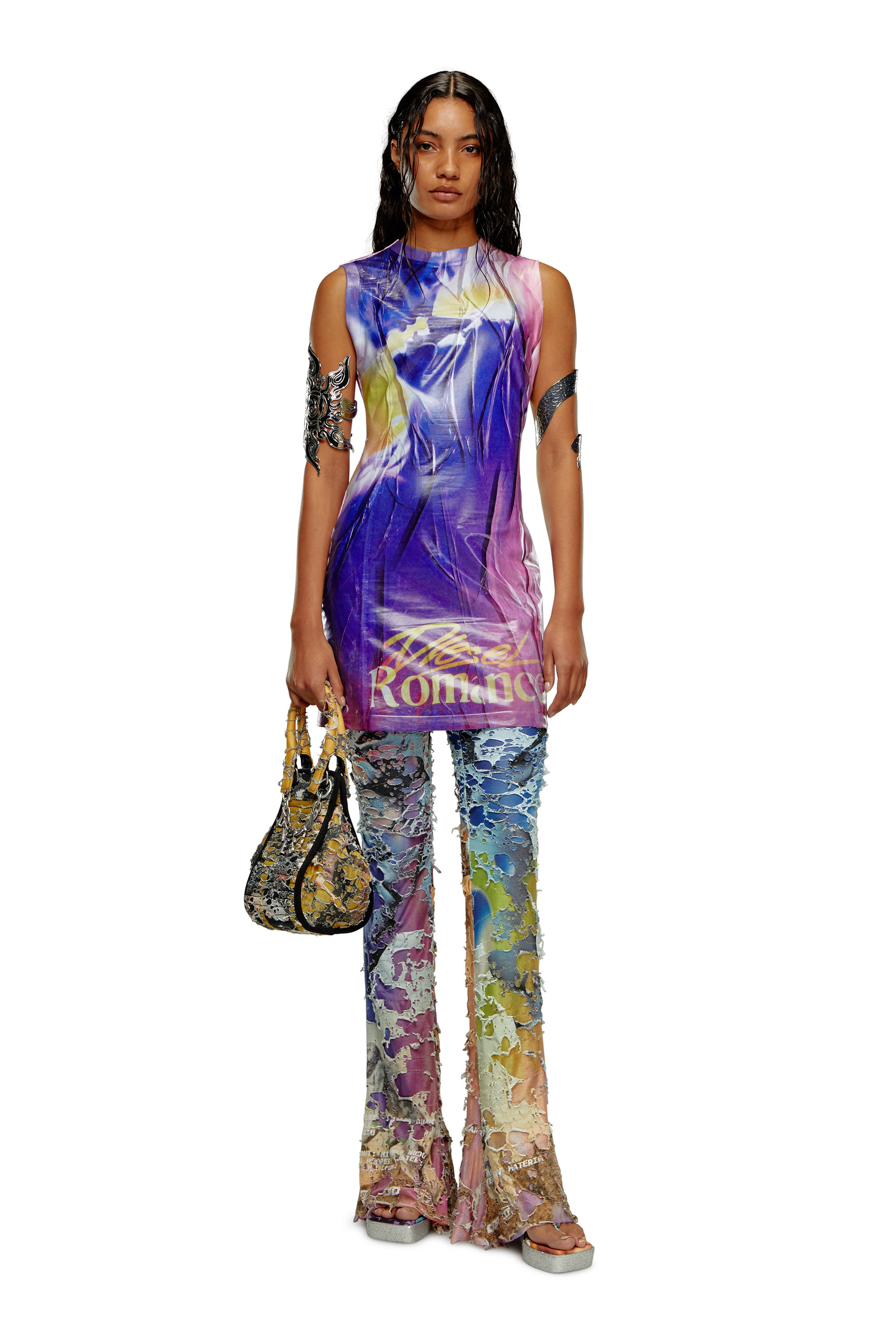 Diesel - P-MAYIM, Woman Destroyed pants with cinema prints in Multicolor - Image 1