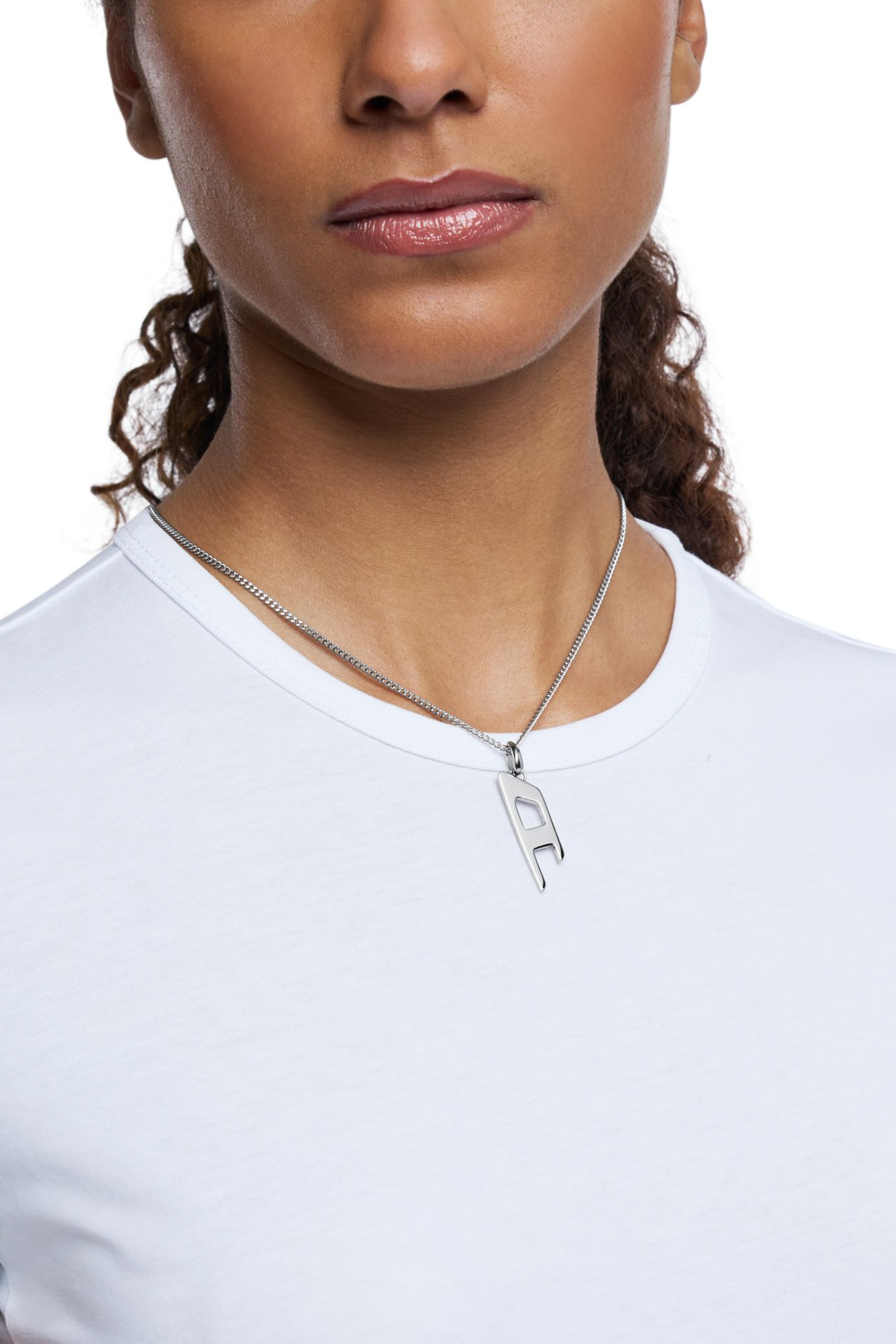 Diesel - DX1625040 JEWELLERY, Unisex's Stainless steel d logo pendant necklace in Silver - 3