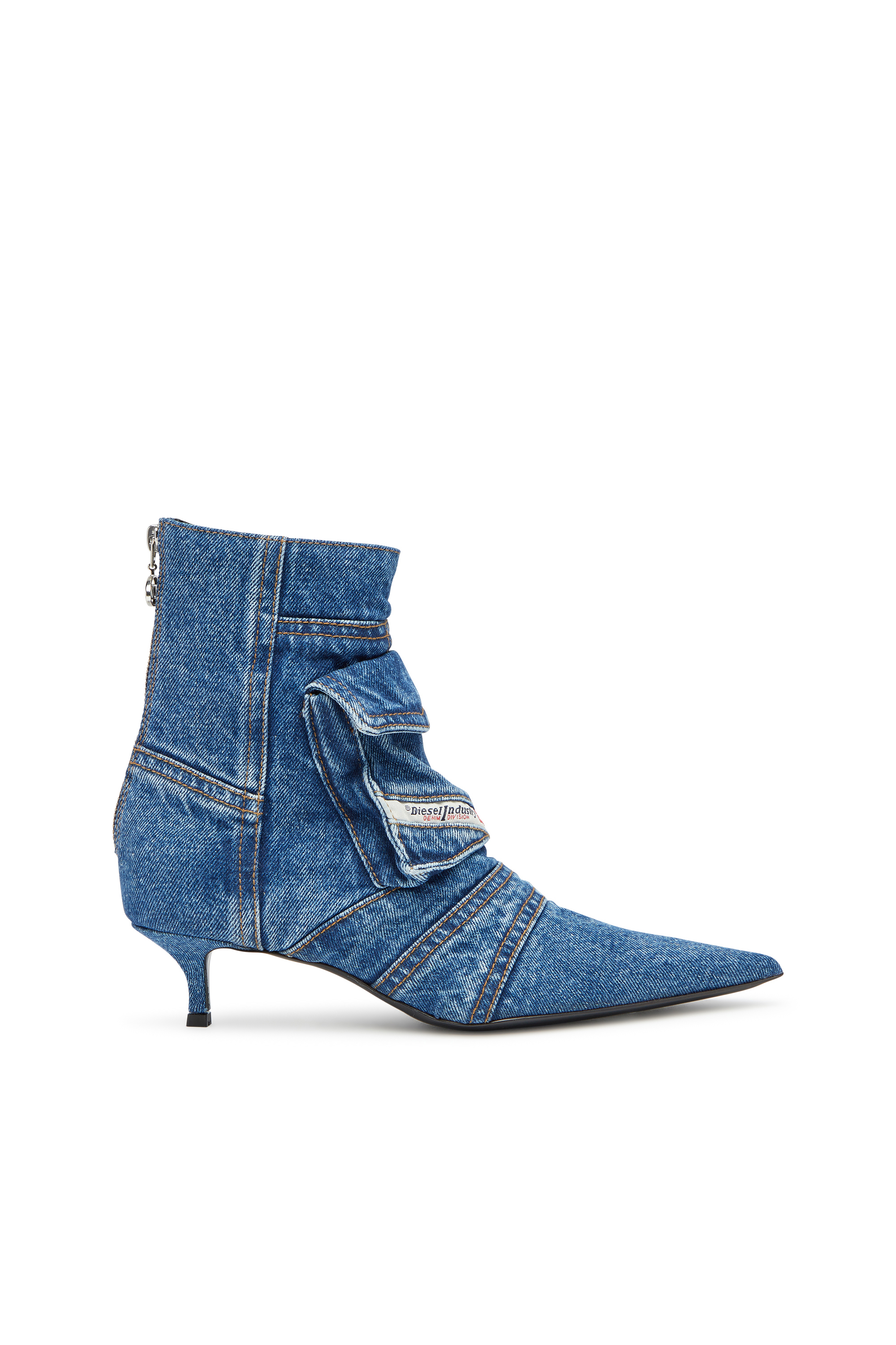 Diesel - D-VENUS POCKET LB, Woman's D-Venus-Cargo ankle boots in washed denim in Blue - 1