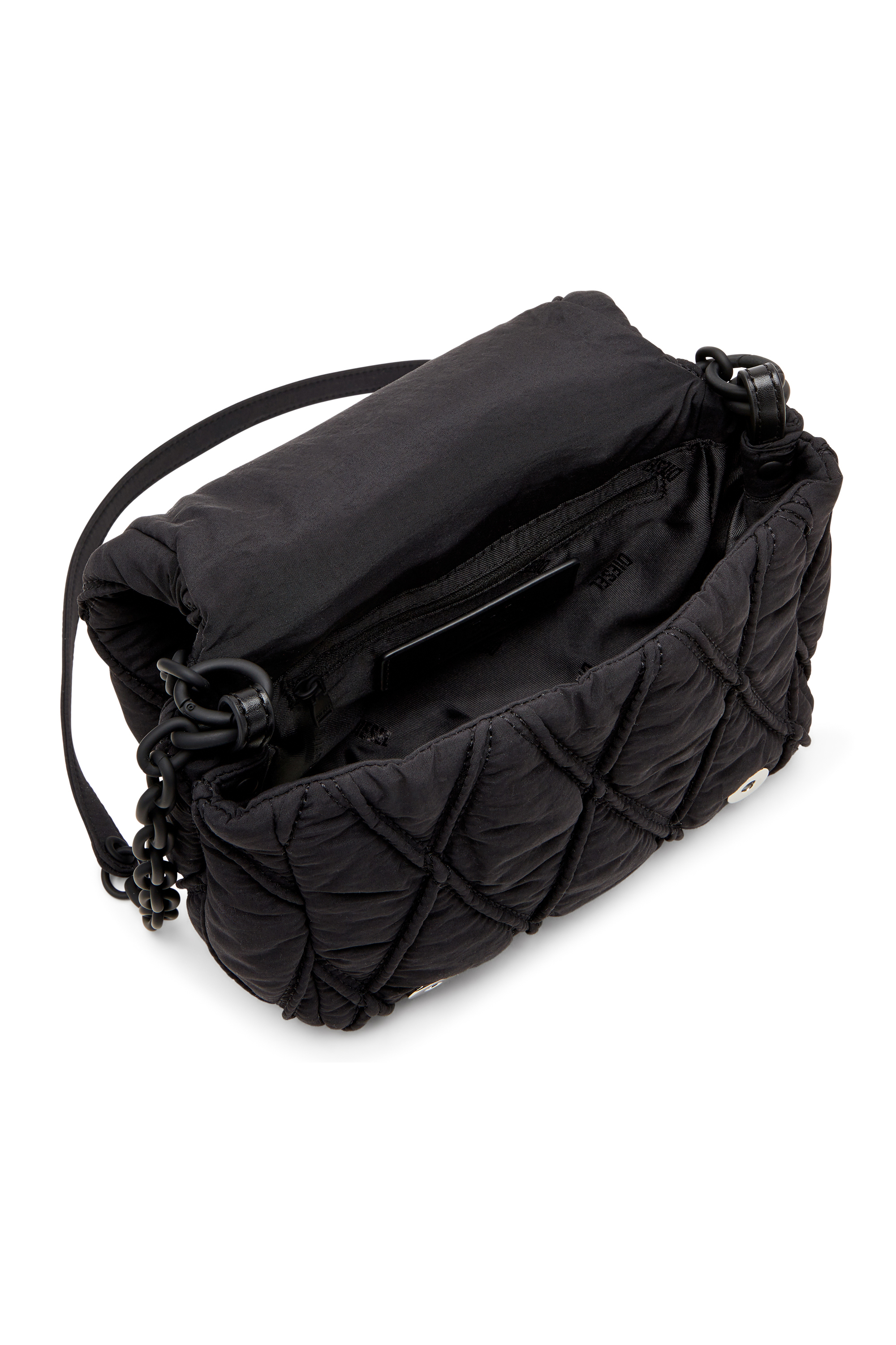 Diesel - CHARM-D SHOULDER S, Woman's Charm-D-S-Small shoulder bag in quilted nylon in Black - 4