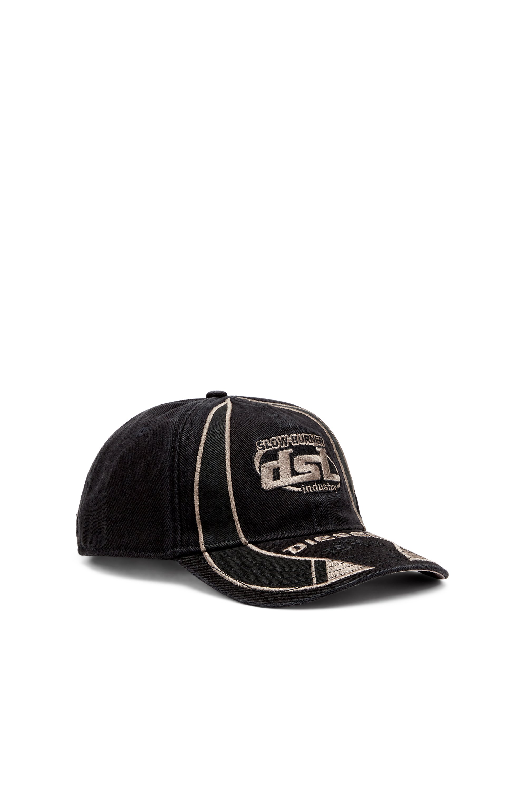 Diesel - C-ARSON, Man's Baseball cap with embroidered detail in Black/Grey - 2