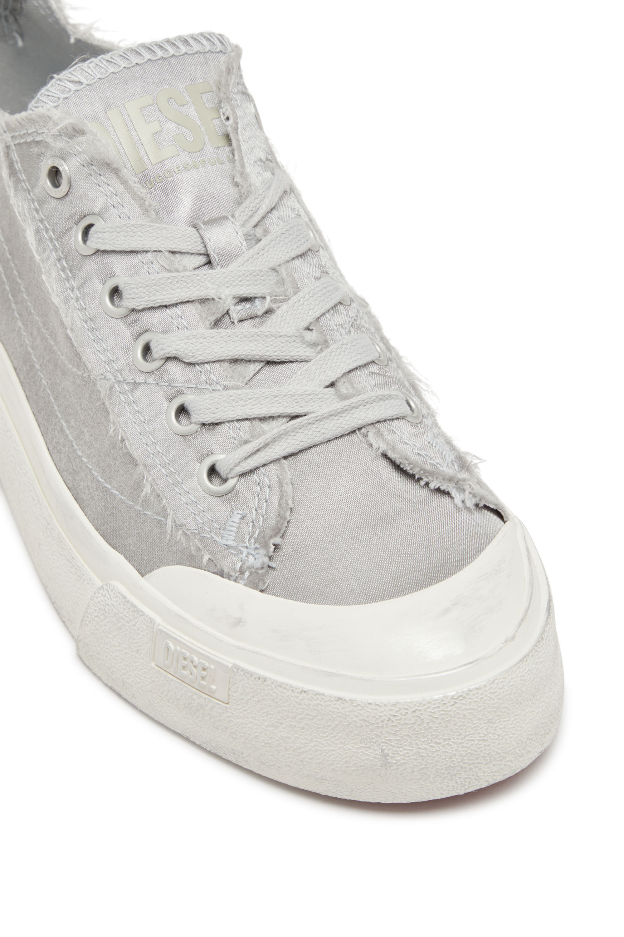 Diesel - S-ATHOS LOW W, Woman's S-Athos Low-Sneakers in distressed satin in Light Grey - 6