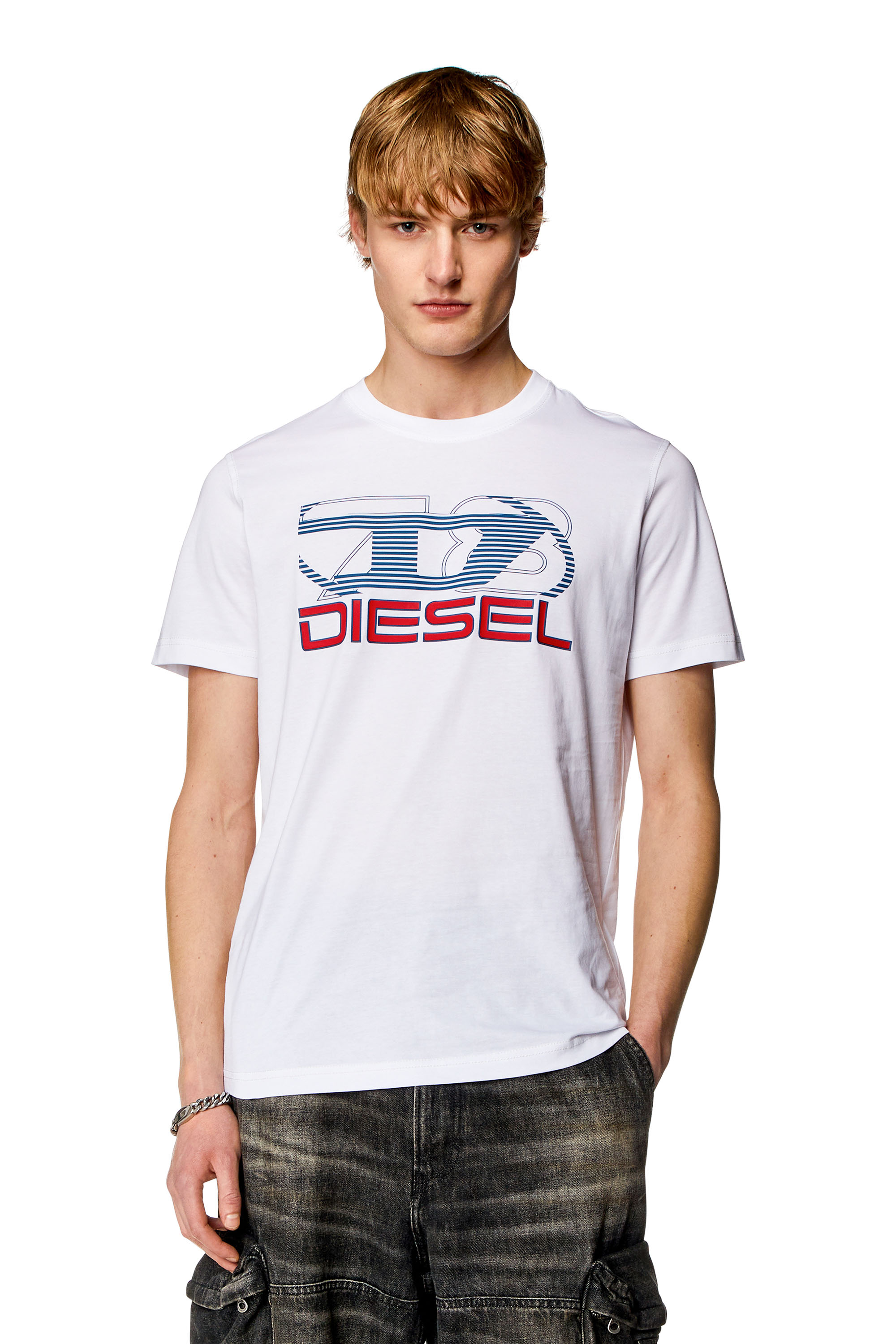 Diesel - T-DIEGOR-K74, Man T-shirt with Oval D 78 print in White - Image 1