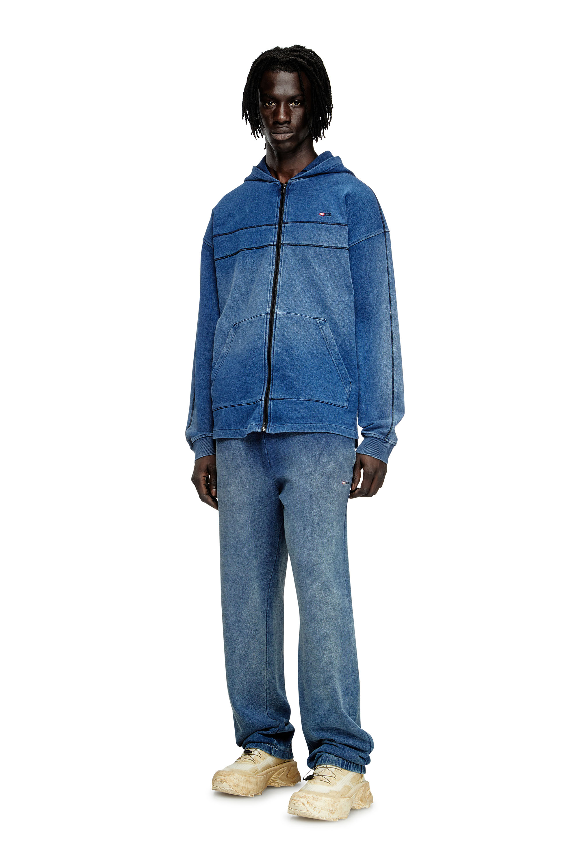 Diesel - S-BLAXT-HOOD-ZIP-NEW, Man's Hoodie in denim-look jersey in Blue - 2