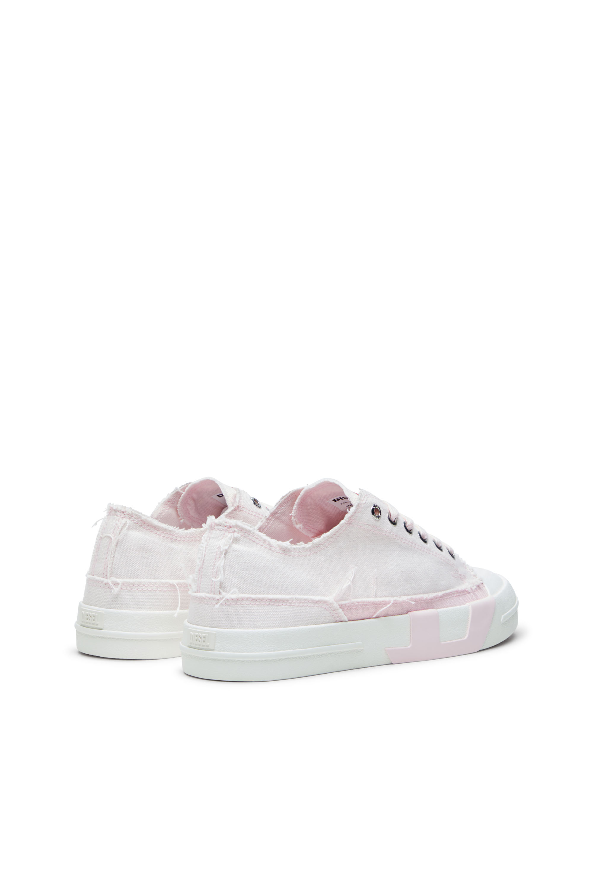 S-D-VERSE LOW W, Pink/White Diesel - S-D-VERSE LOW W, Woman's S-D-Verse-Sneakers in frayed canvas in Pink/White - 3