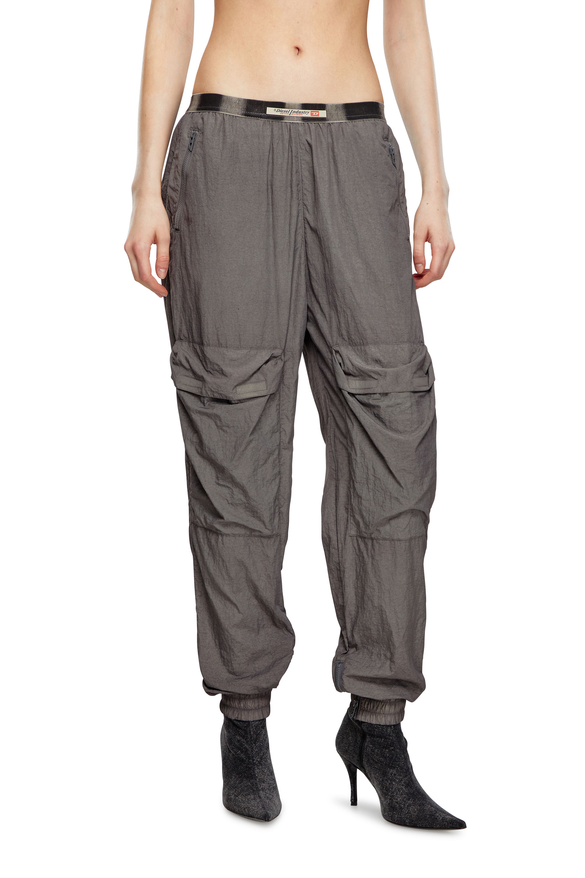 Diesel - P-ARADISE, Woman's Cargo pants in faded nylon in Grey - 1