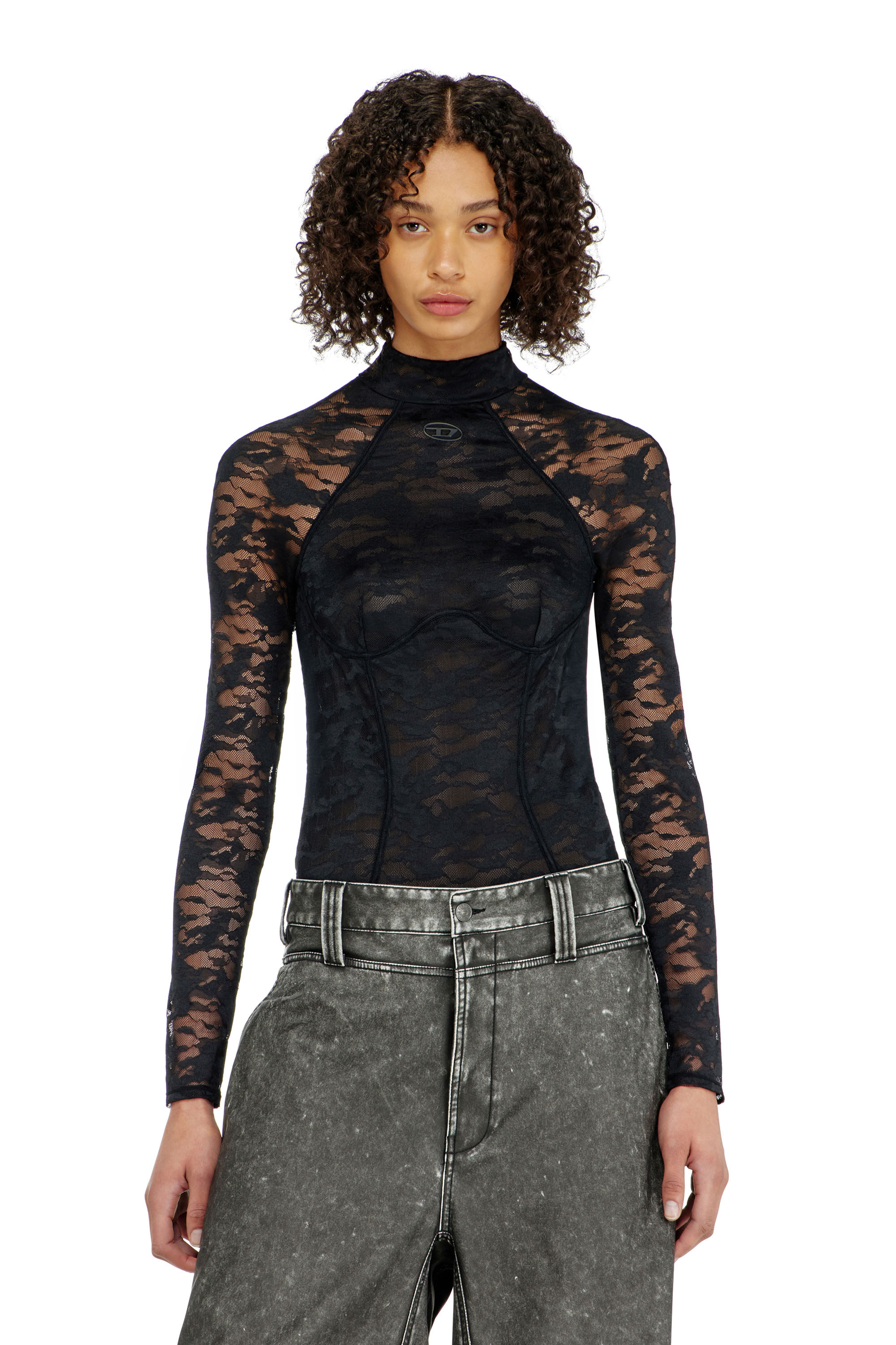 Diesel - VIVIAN-UTLT, Woman's Bodysuit in nylon lace with open back in null - 4