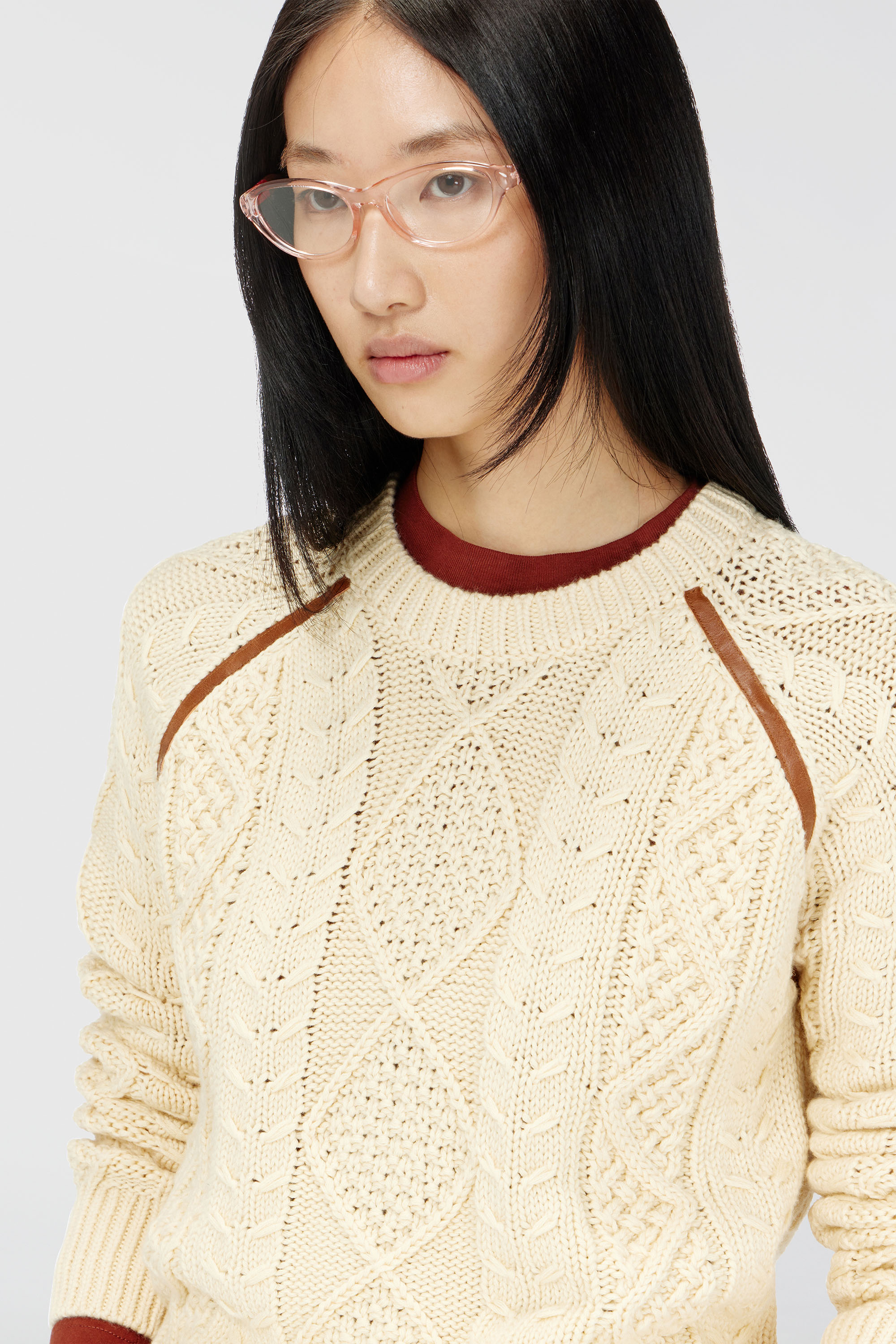 Diesel - M-INTANA, Woman's Cable-knit jumper with contrast bands in Yellow - 5