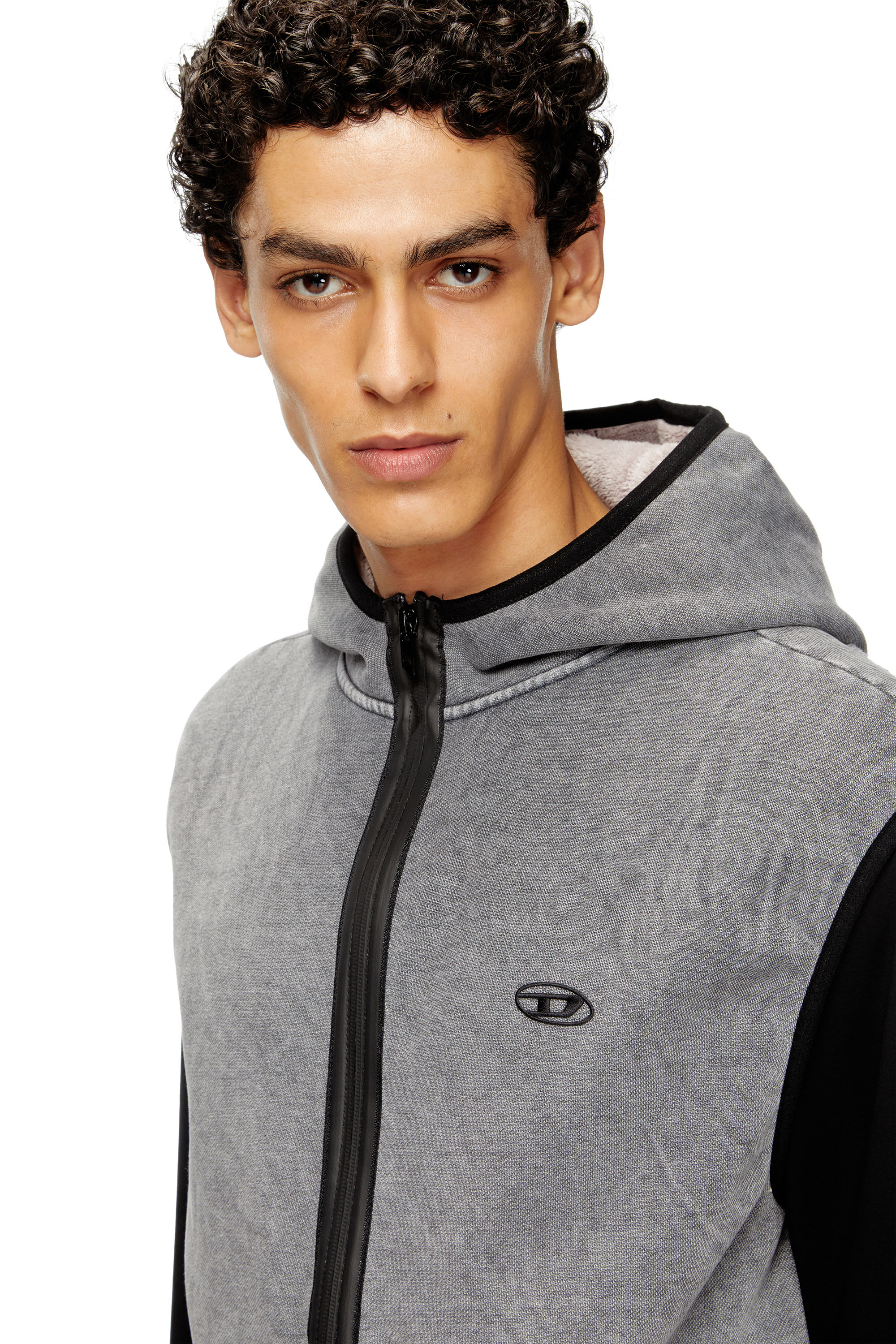 Diesel - S-HAKY-NEW, Man's Sleeveless zip-up hoodie in Grey - 5