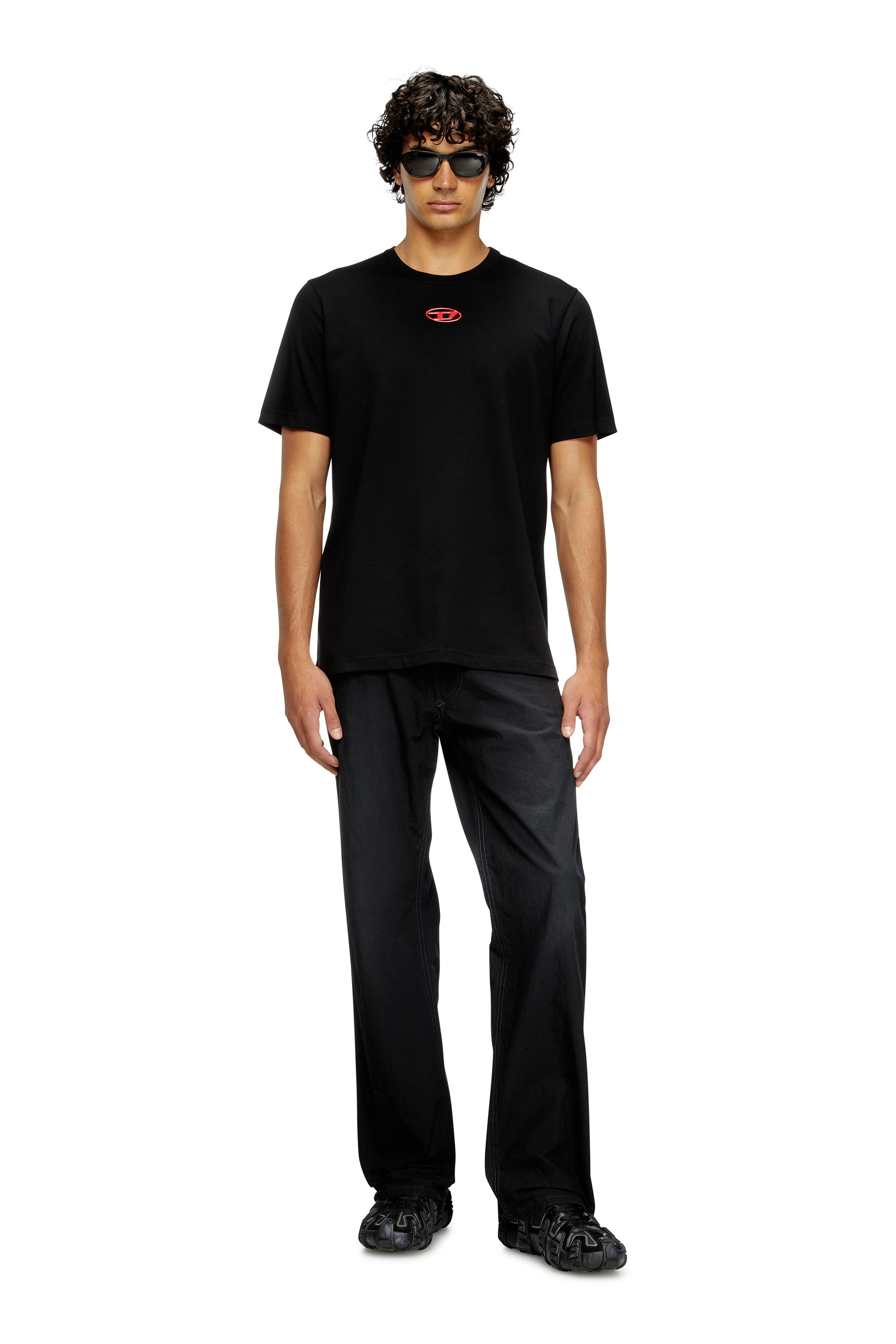 Diesel - T-ADJUST-OD, Man's T-shirt with metallic Oval D in Black - 1