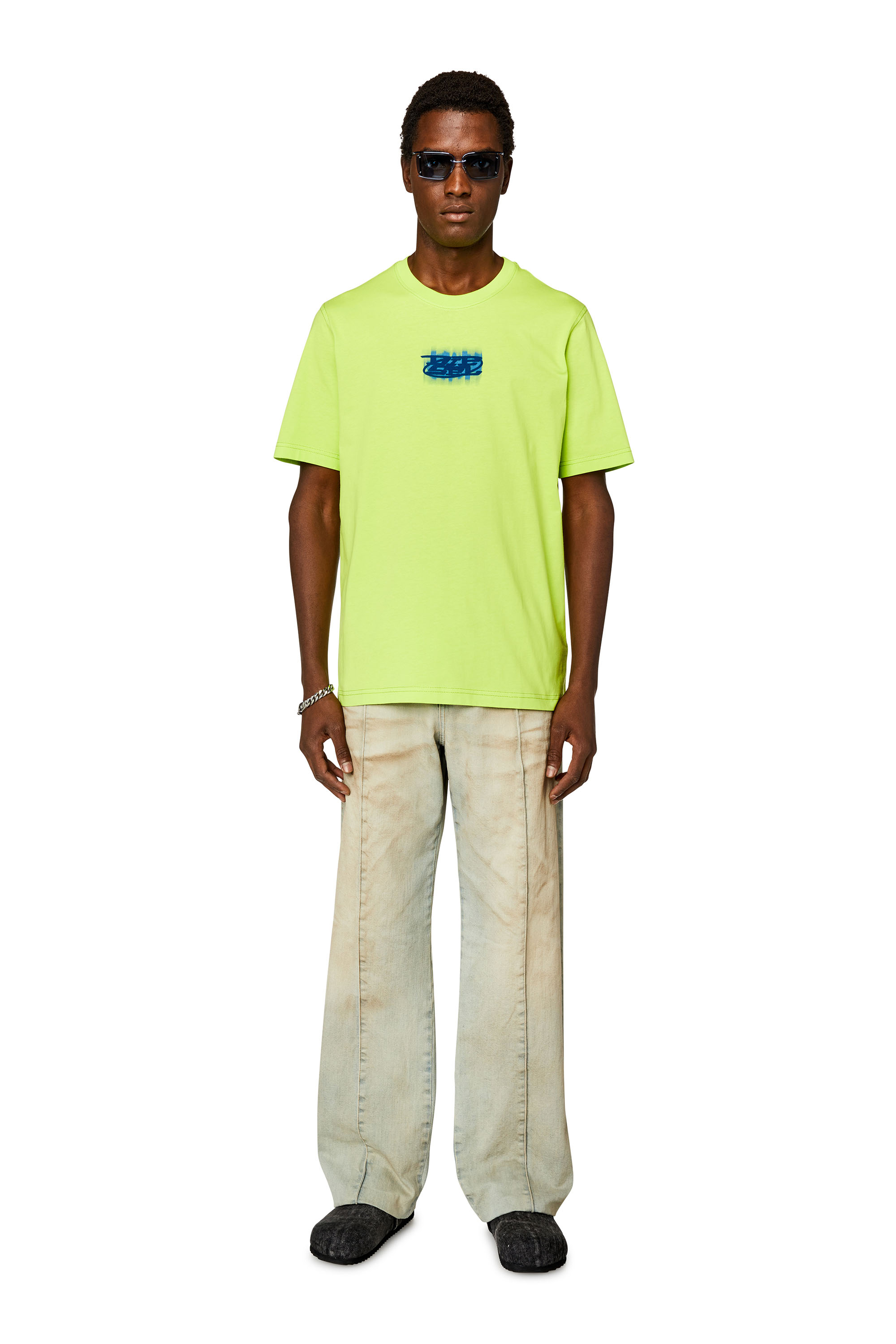 Diesel - T-JUST-N4, Man Logo-flocked T-shirt in organic cotton in Green - Image 2