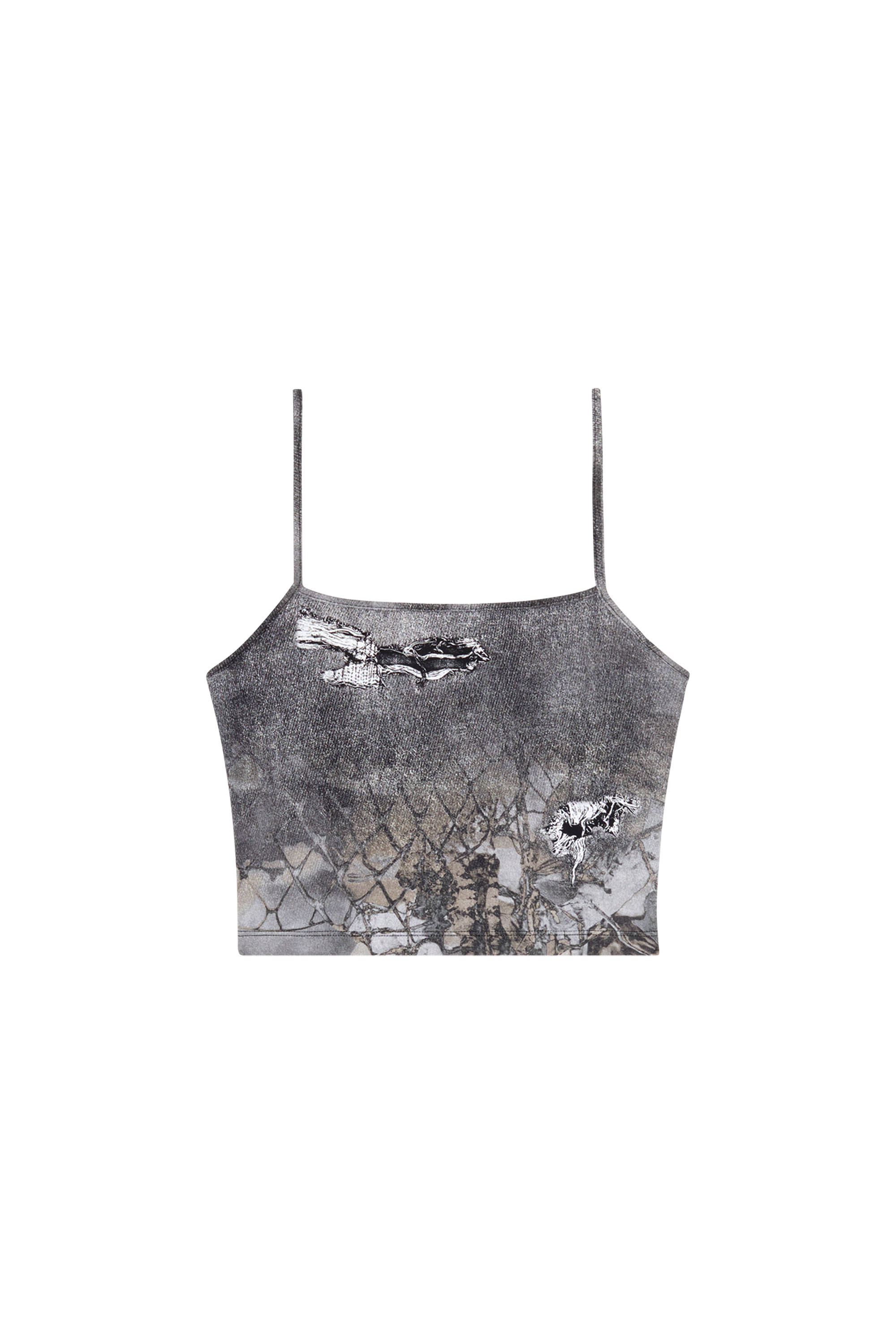 Diesel - T-HALSY, Woman Strappy top with abstract print in Black - Image 3