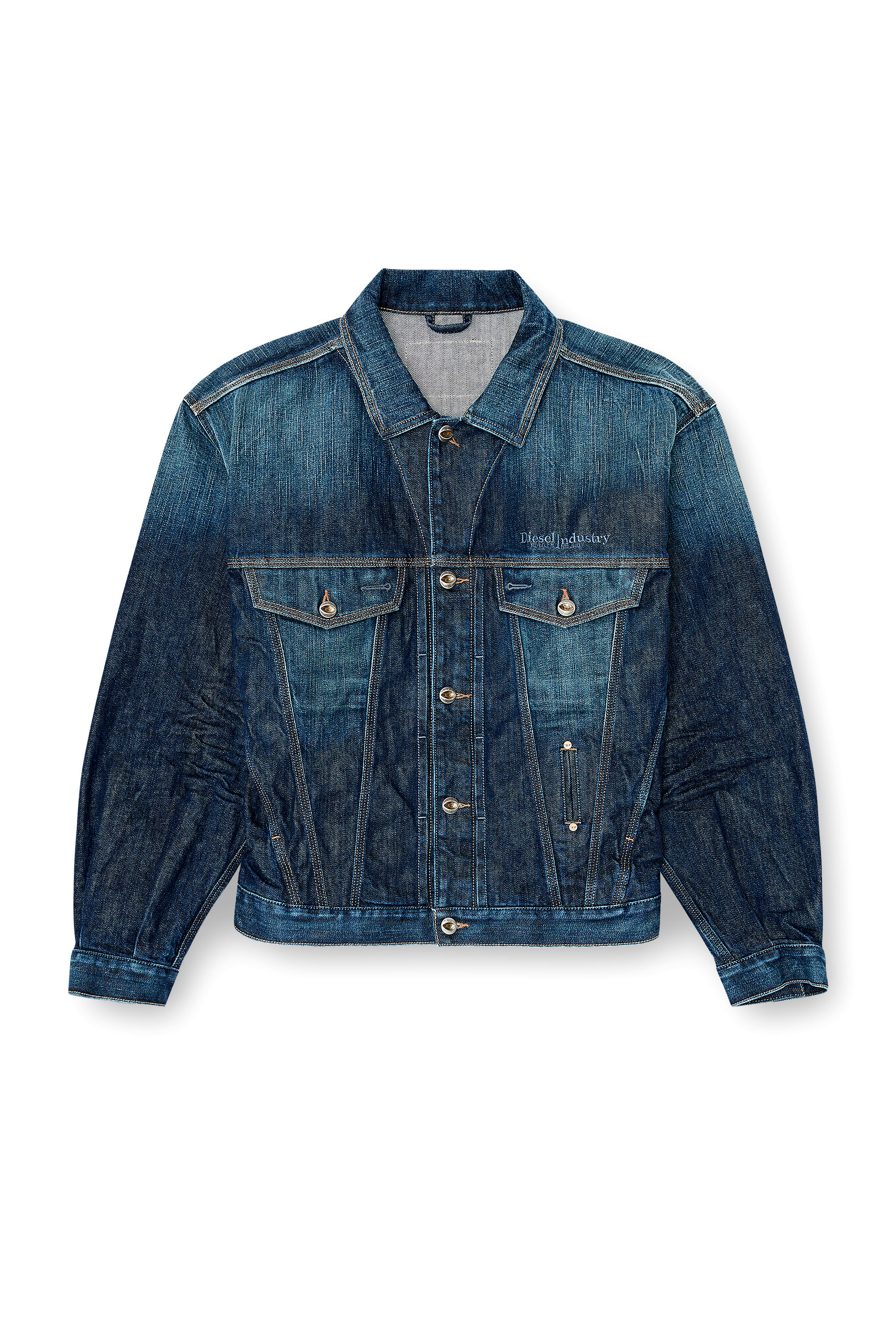 Diesel - D-DENVER-CL, Unisex's Trucker jacket in selvedge denim in Dark Blue - 2