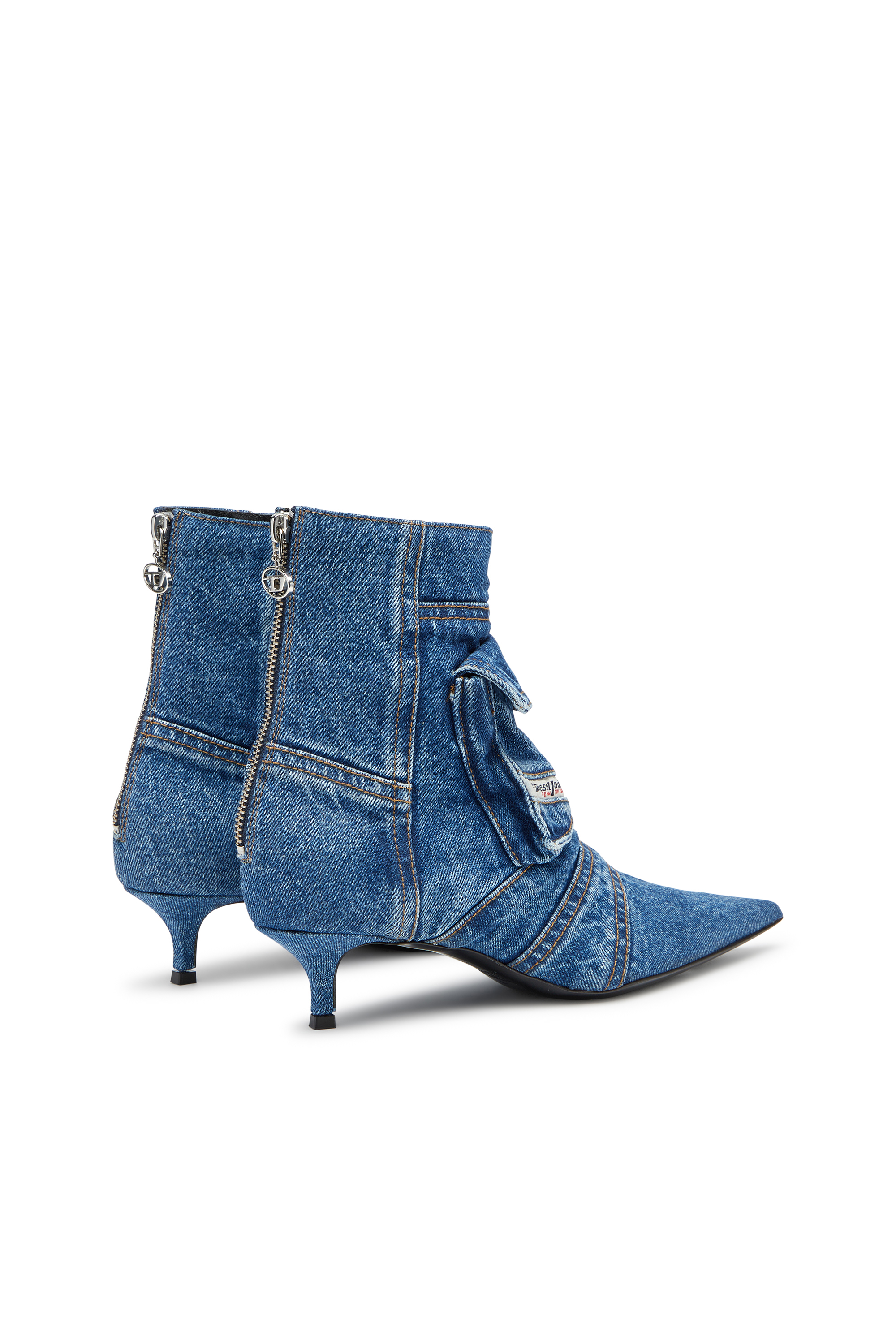 Diesel - D-VENUS POCKET LB, Woman's D-Venus-Cargo ankle boots in washed denim in Blue - 3