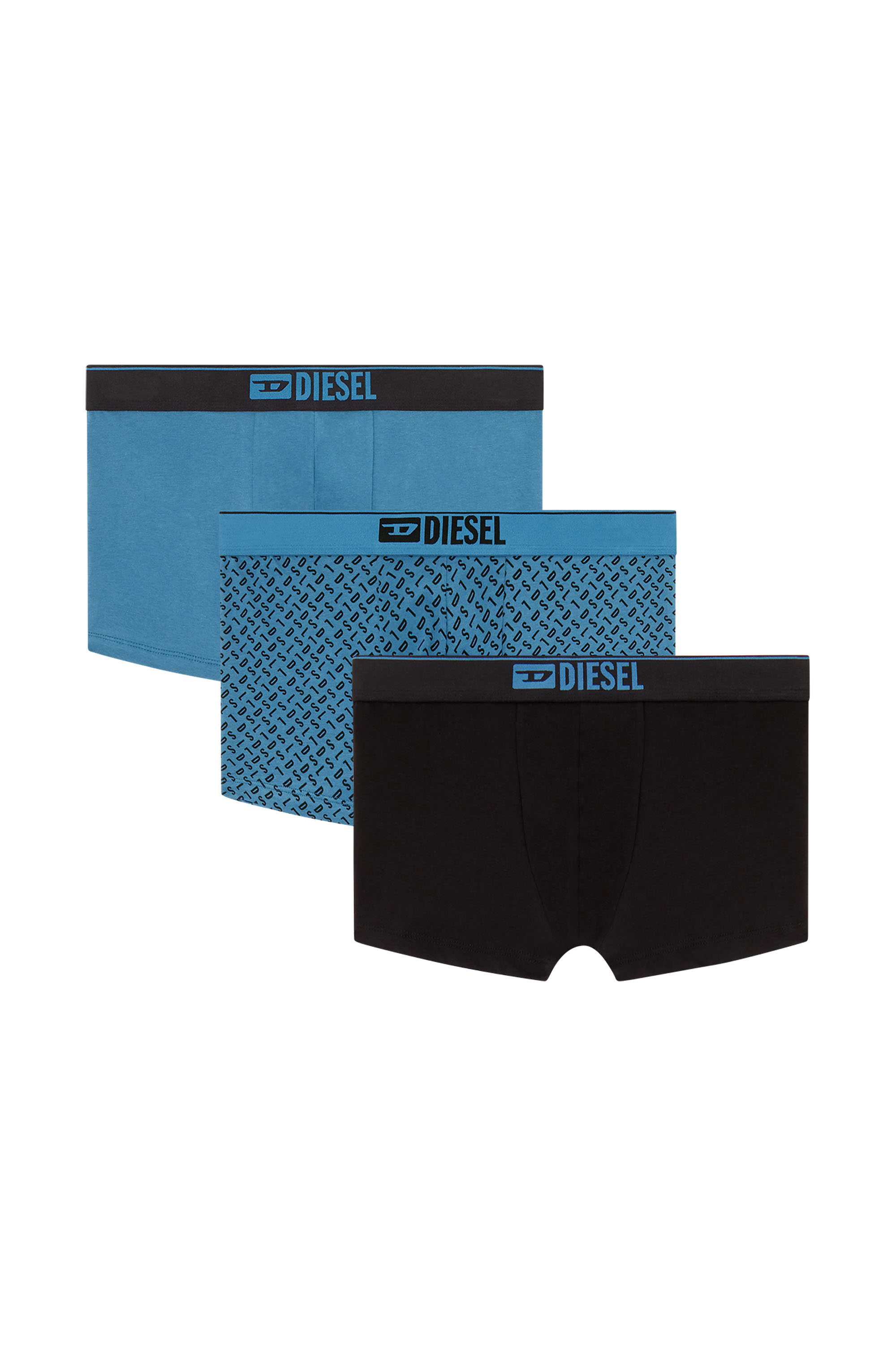 Diesel - DAMIEN-D-BOX-3PACK, Man's Three-pack of stretch cotton trunks with monogram in Blue - 1