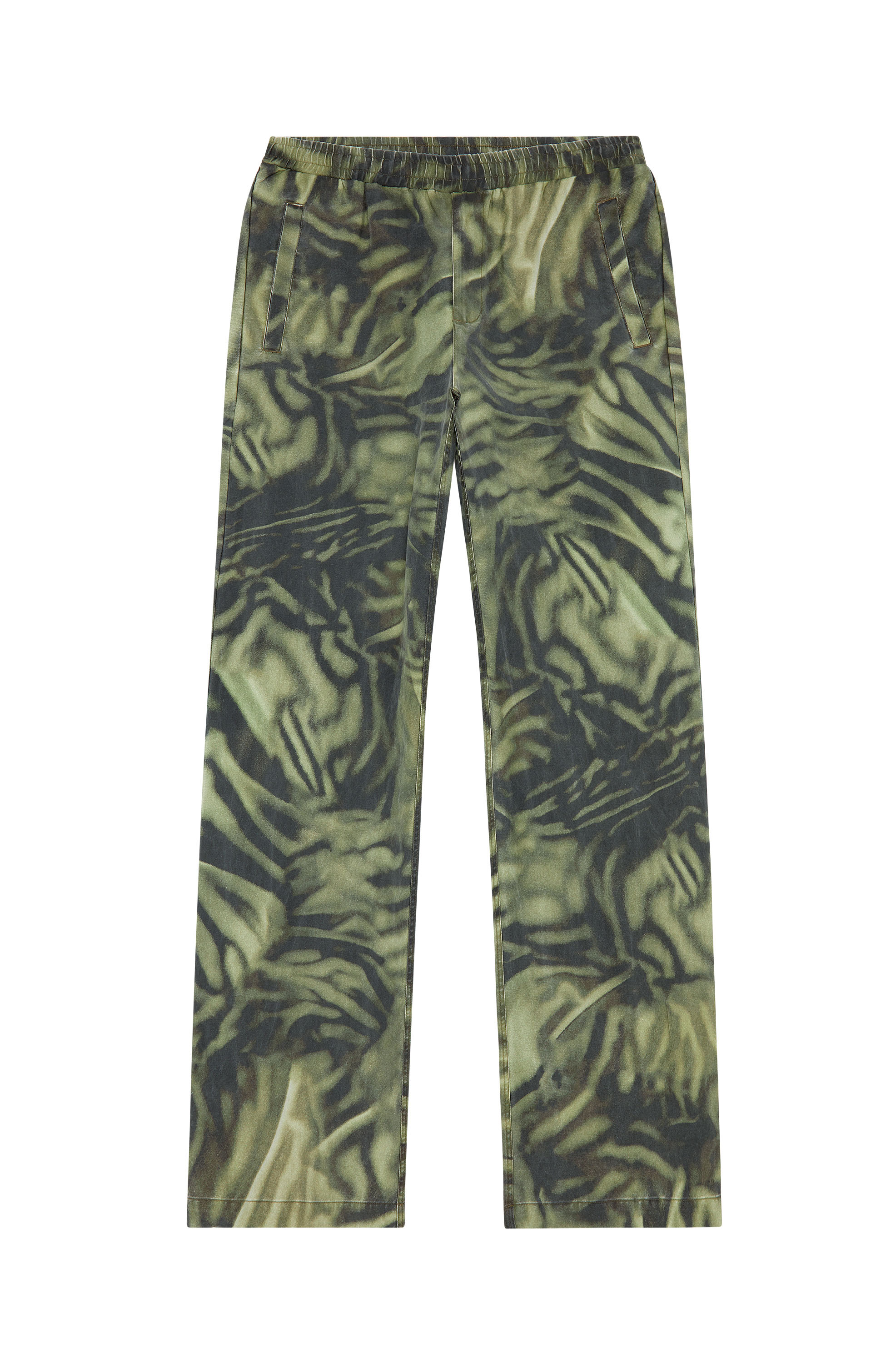 Diesel - P-GOLD-ZEBRA, Man Twill pants with zebra-camo print in Green - Image 3