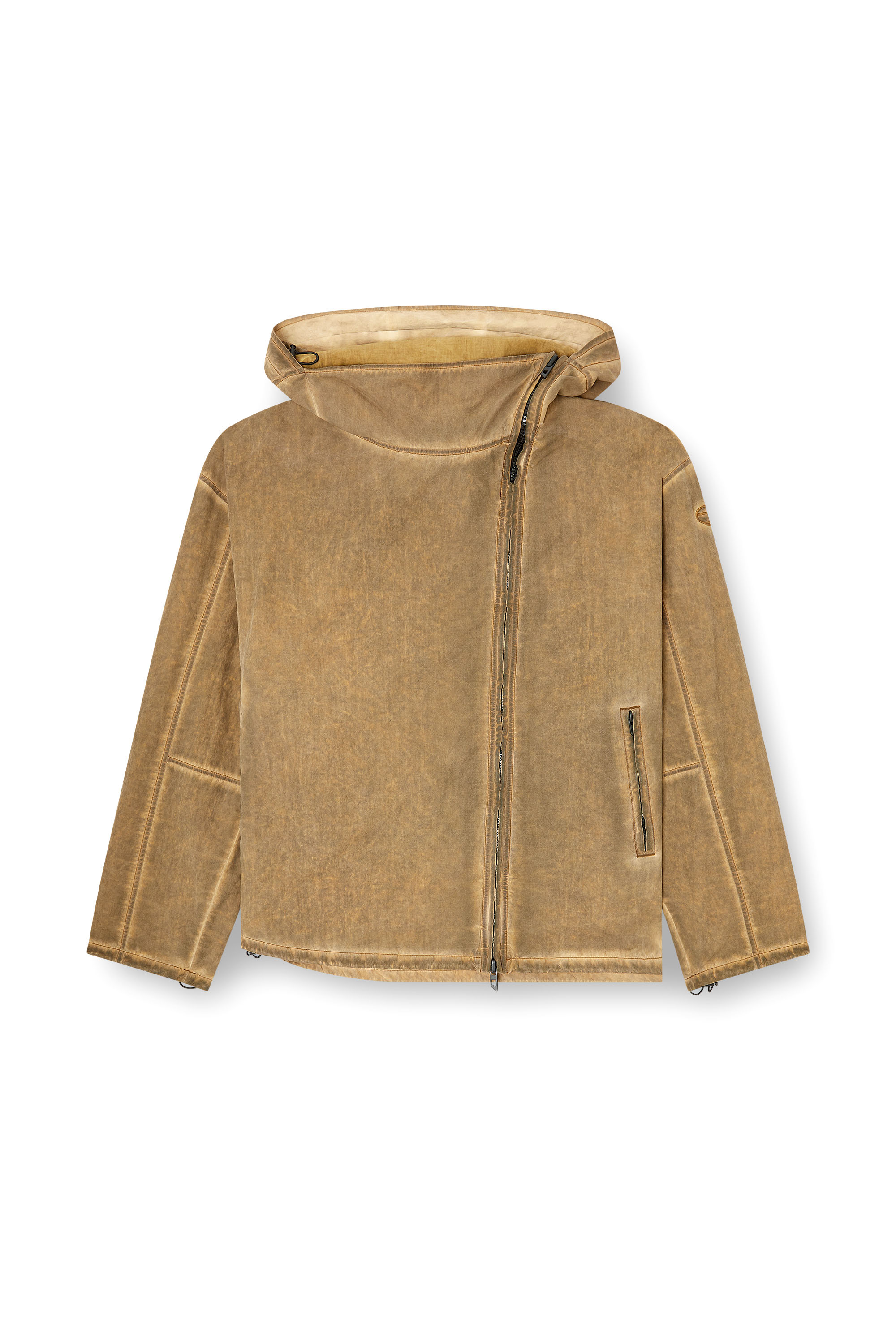 Diesel - J-SQUAD-TREAT, Man's Dirt-effect hooded jacket in Taslan in Beige - 3
