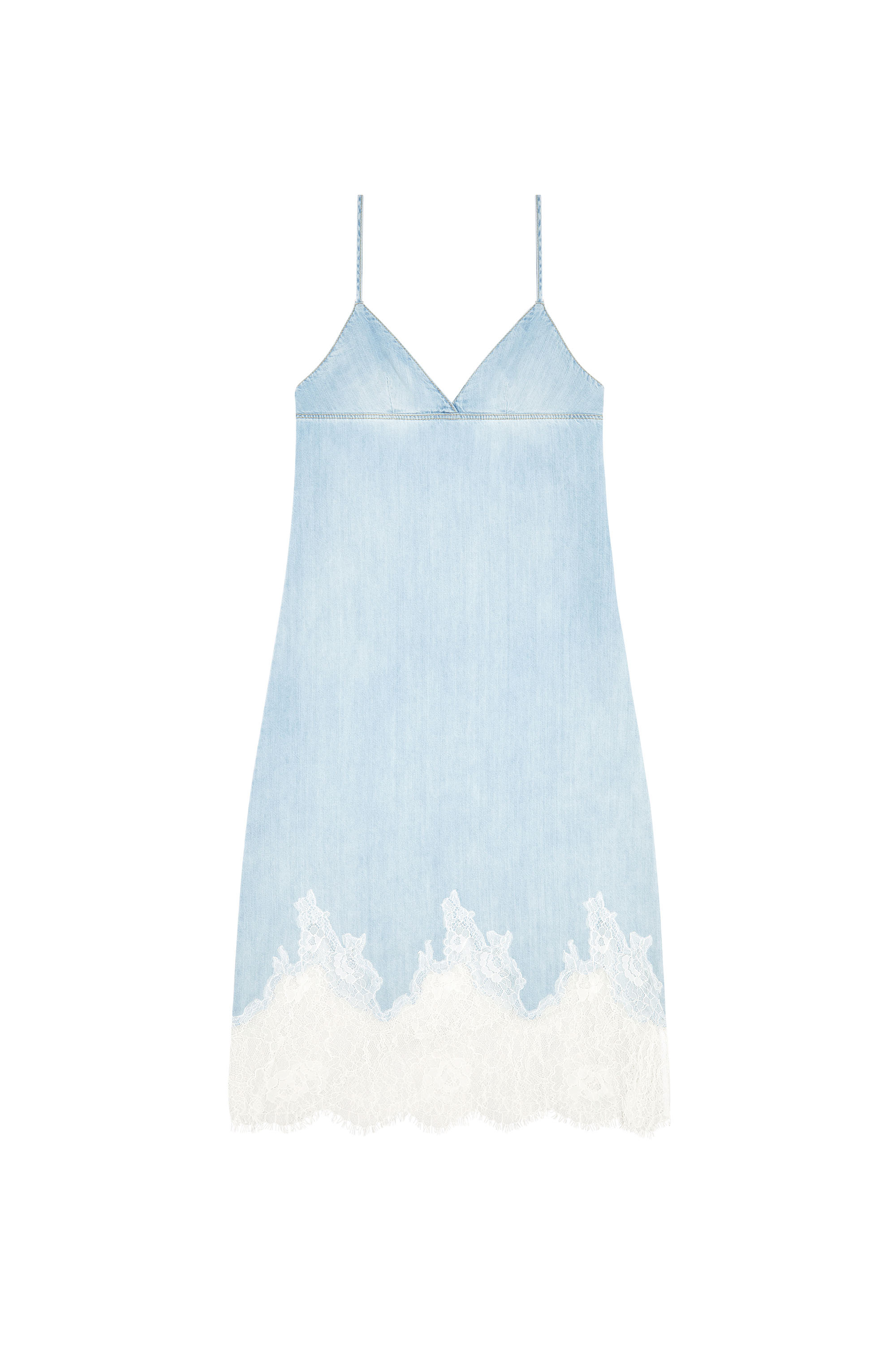 Diesel - DE-RUDE-S, Woman Strappy dress in denim and lace in Blue - Image 2