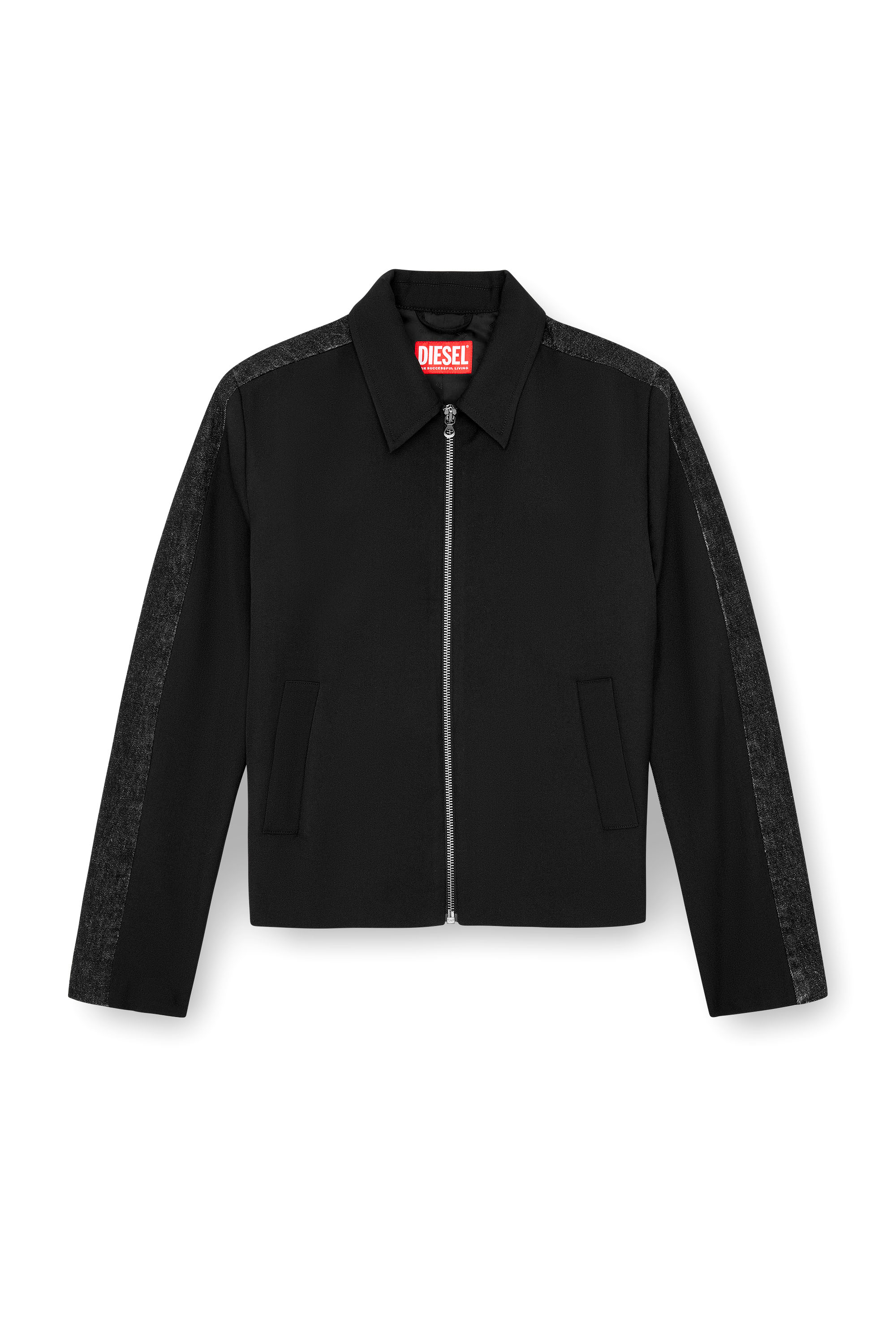 Diesel - J-RHEIN, Man Blouson jacket in wool blend and denim in Black - Image 3