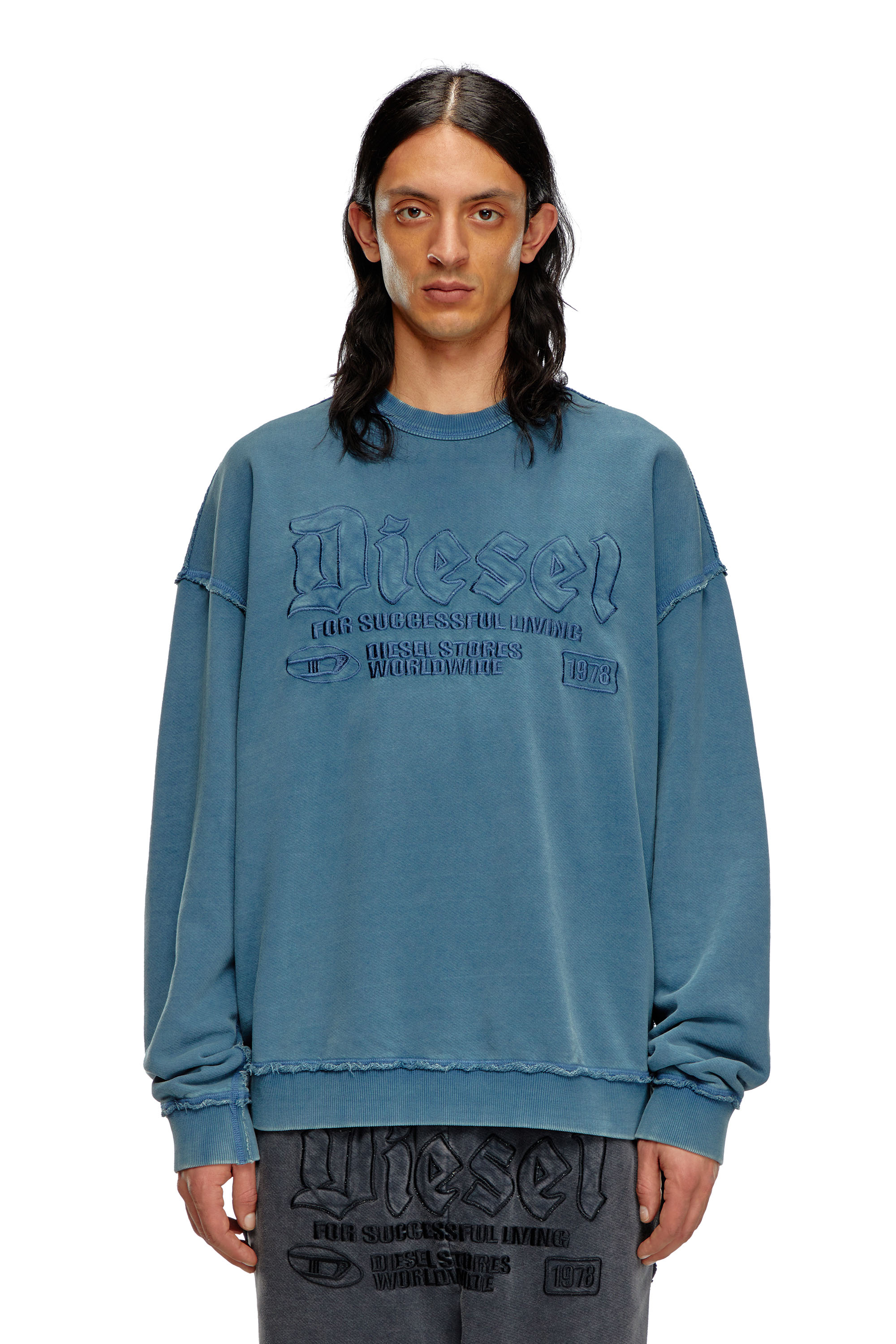 Diesel - S-BOXT-RAW, Man Sweatshirt with logo embroidery in Blue - Image 5