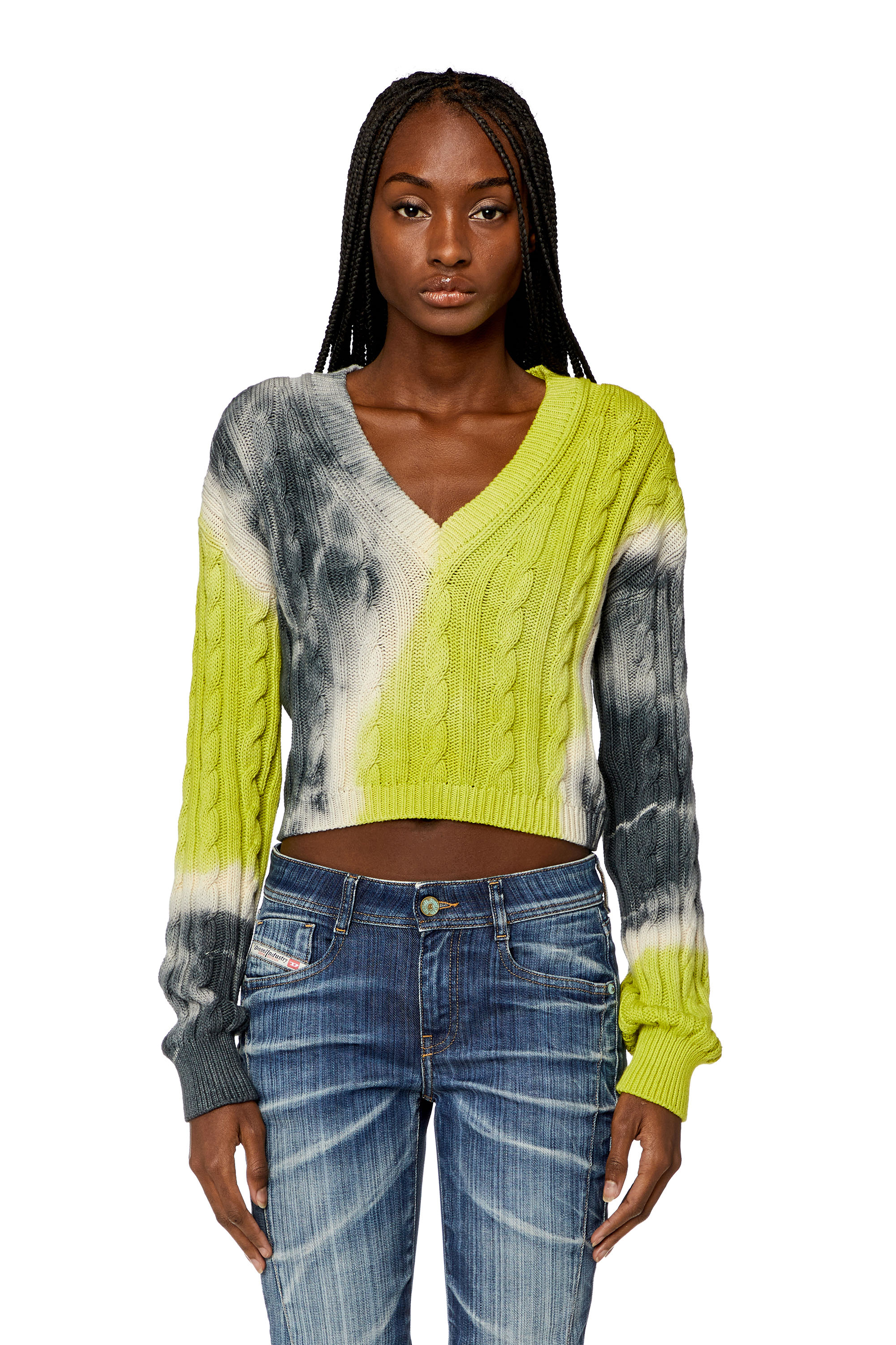 Diesel - M-JANEL, Woman Tie-dye jumper in cable-knit cotton in Multicolor - Image 5
