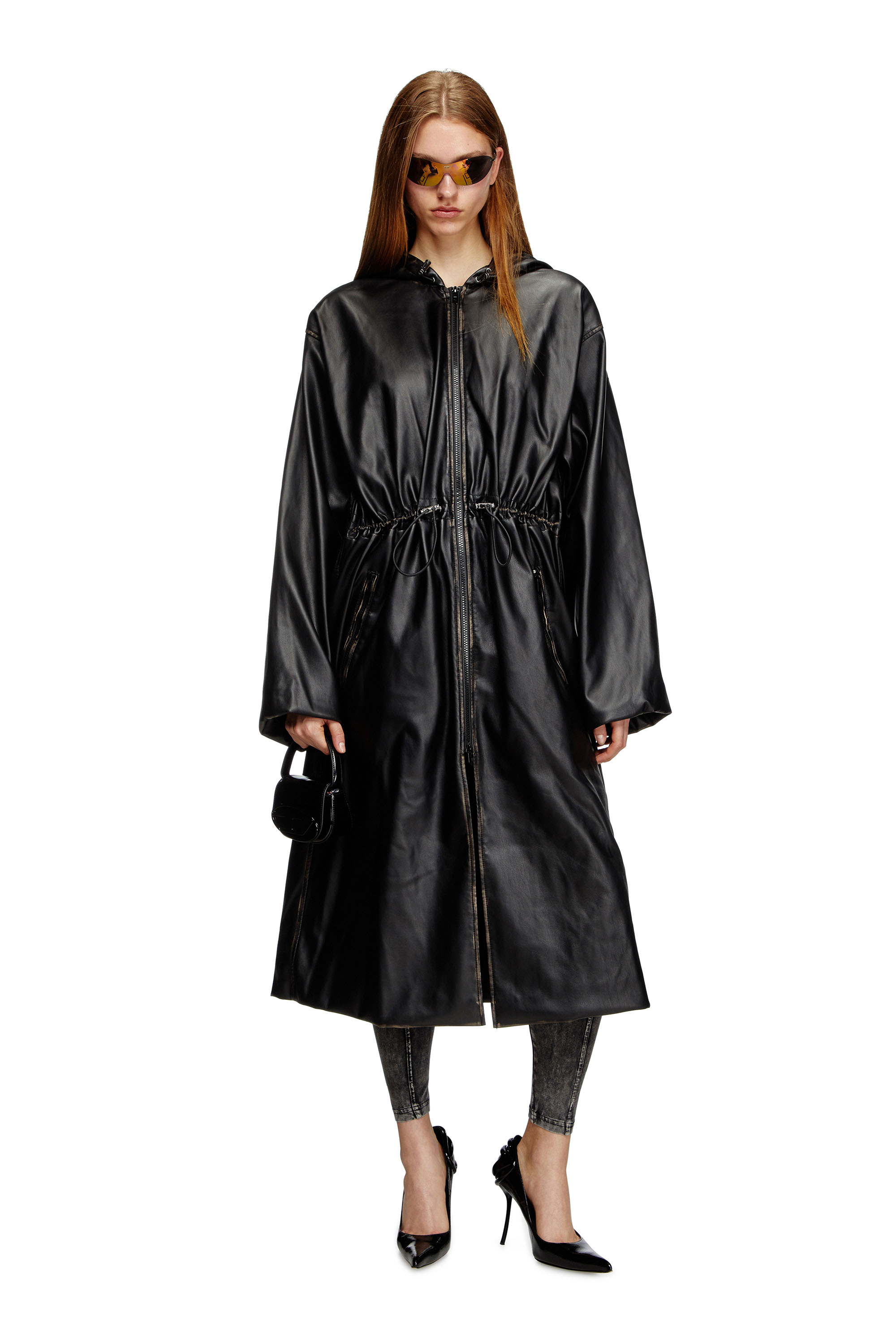 Diesel - G-LARY, Unisex's Distressed utilitarian hooded coat in Black - 1