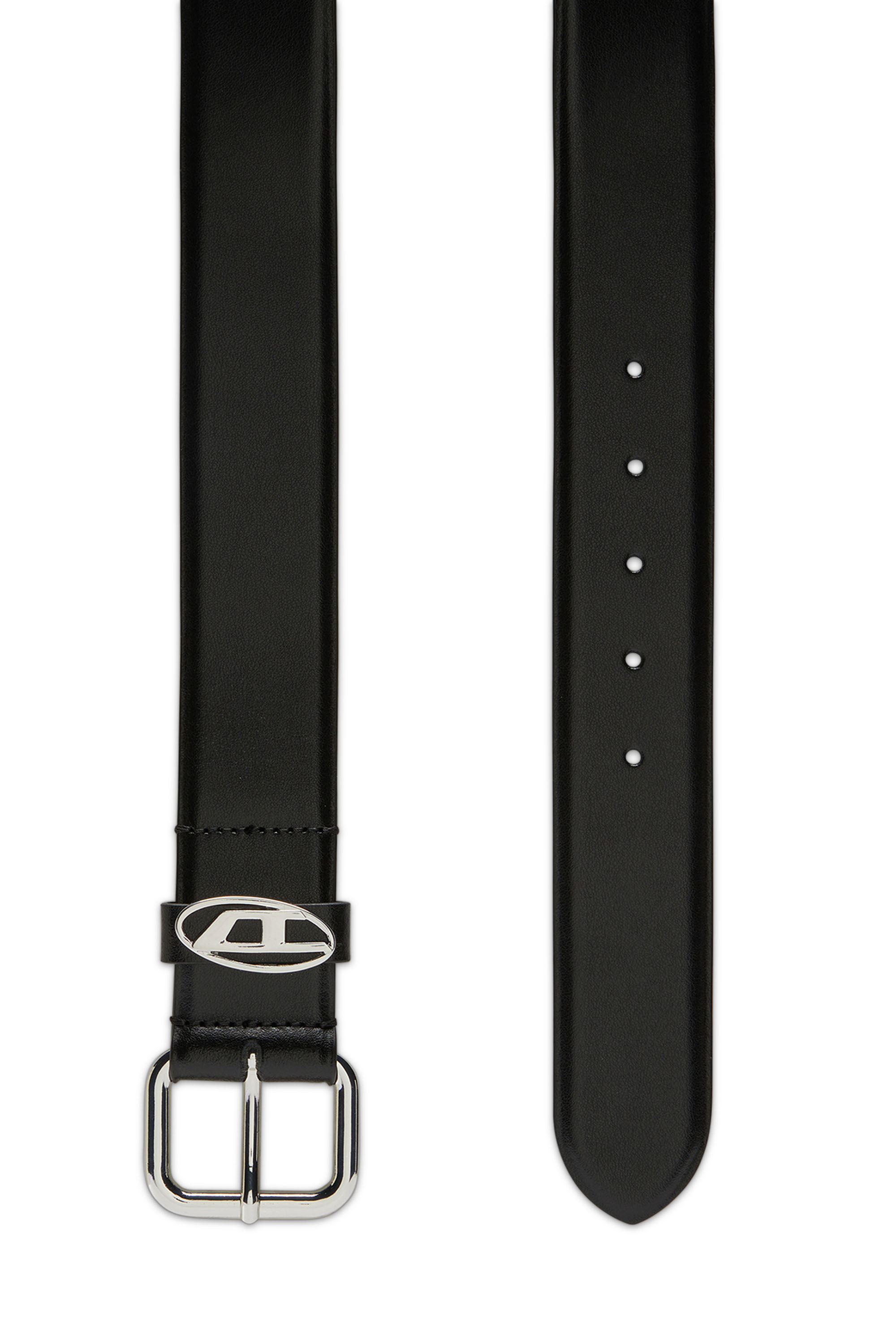 Diesel - B-1DR OVAL D LOOP, Unisex's 3.9cm logo-plaque embellished leather belt in Black - 2