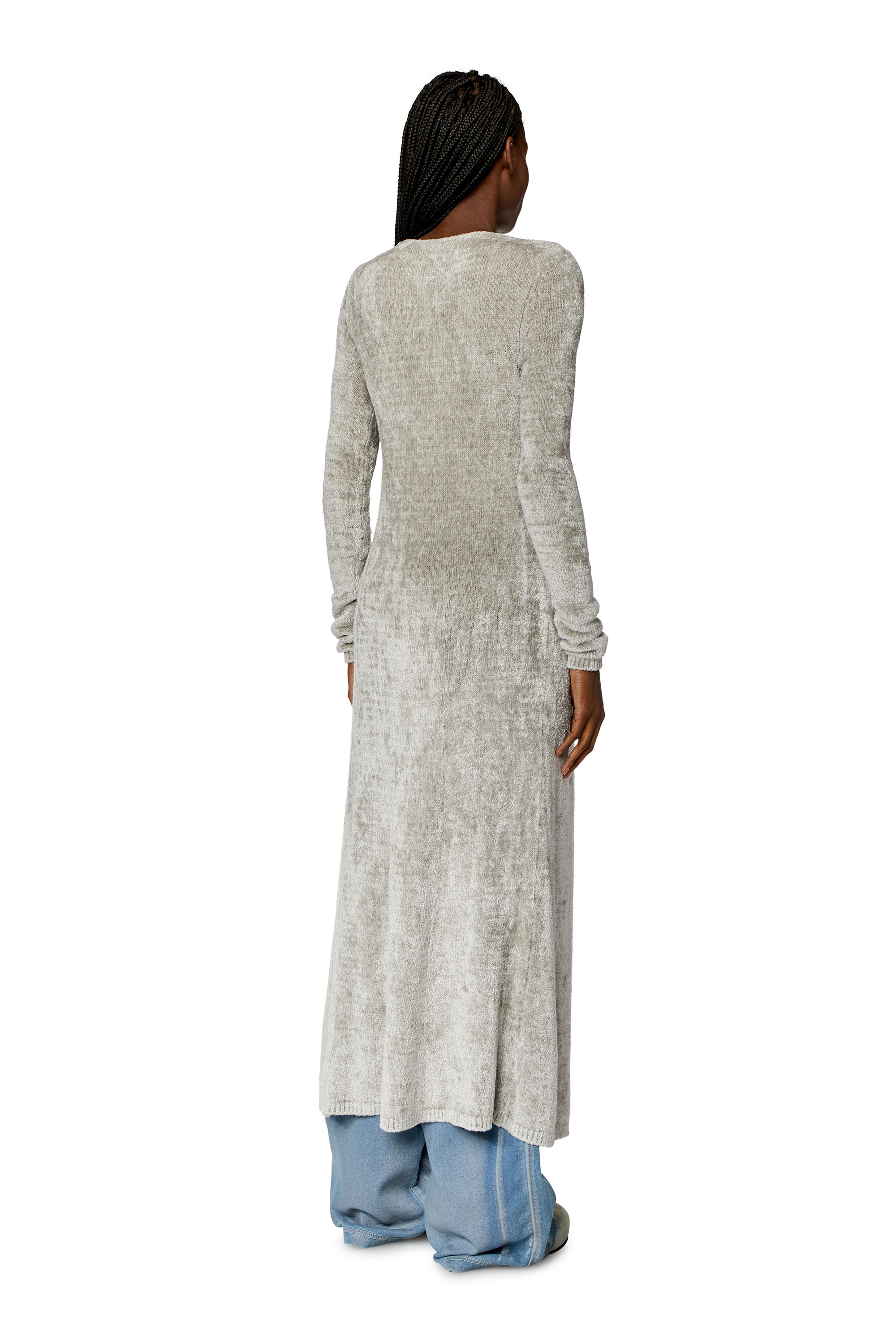 Diesel - M-CAROL, Woman Long fuzzy chenille cardigan in Grey - Image 2