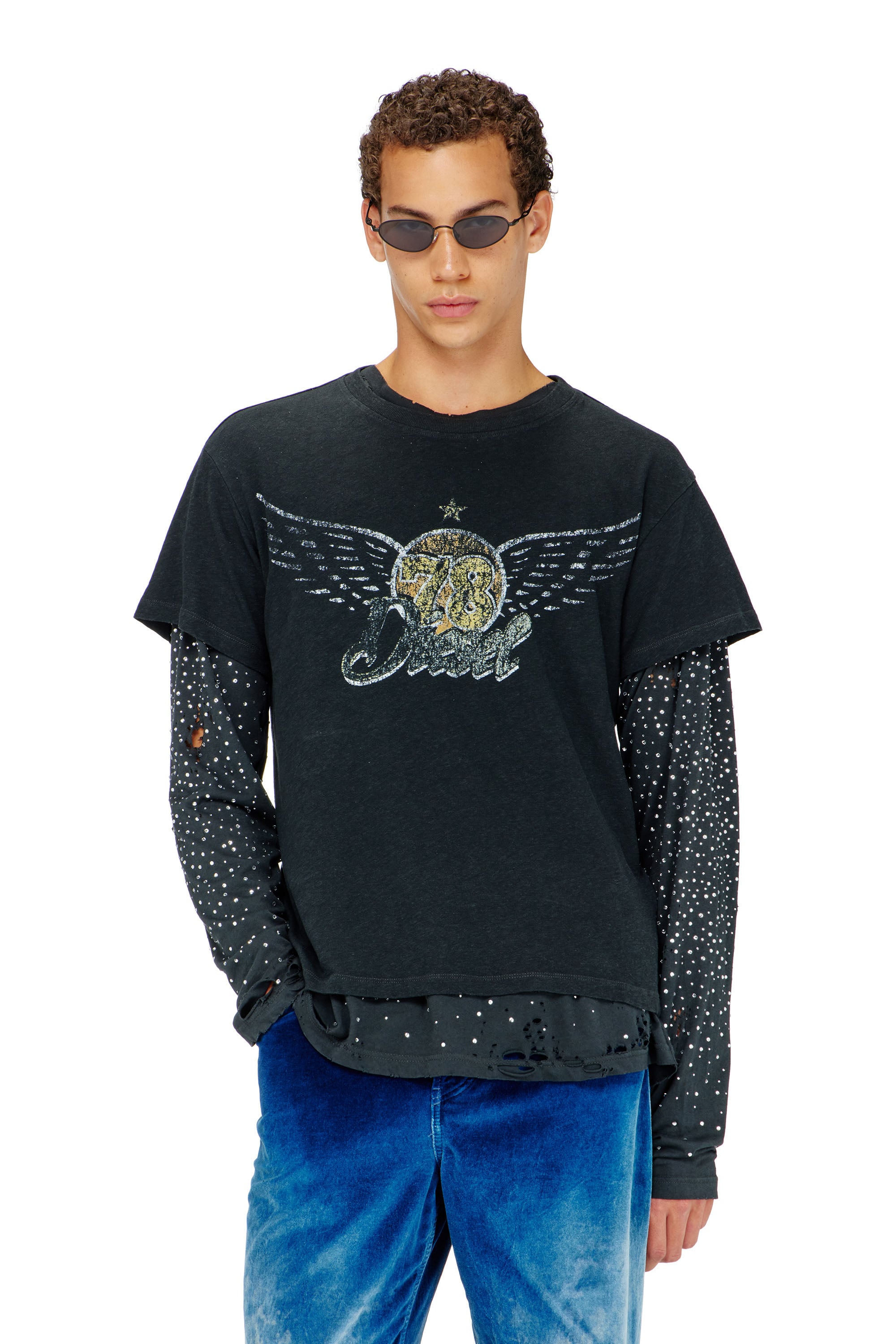 Diesel - T-GERIO-A, Man's Cotton-hemp T-shirt with concert graphics in null - 1