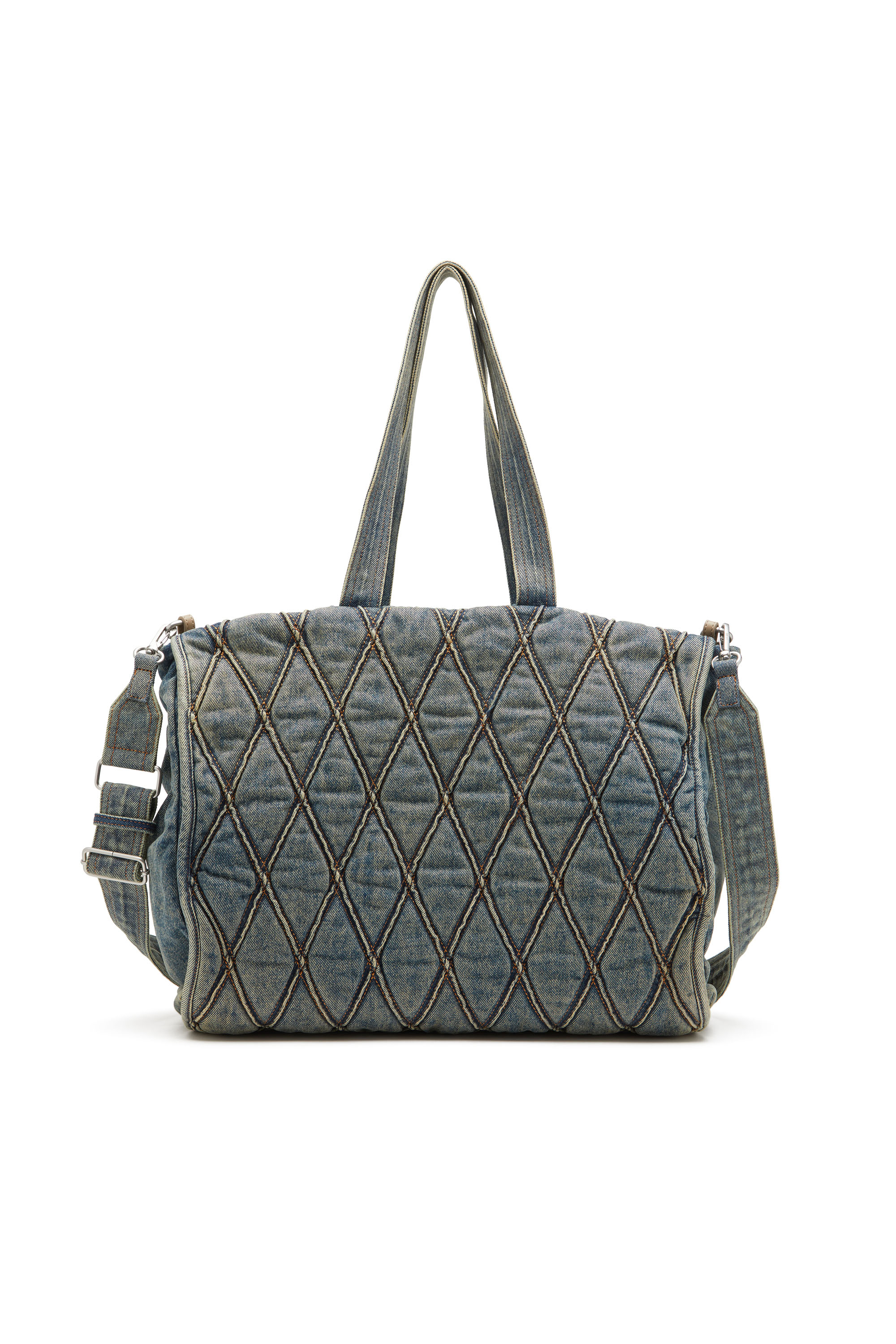 Diesel - CHARM-D SHOPPER, Woman's Charm-D-Tote bag in Argyle quilted denim in Blue - 2