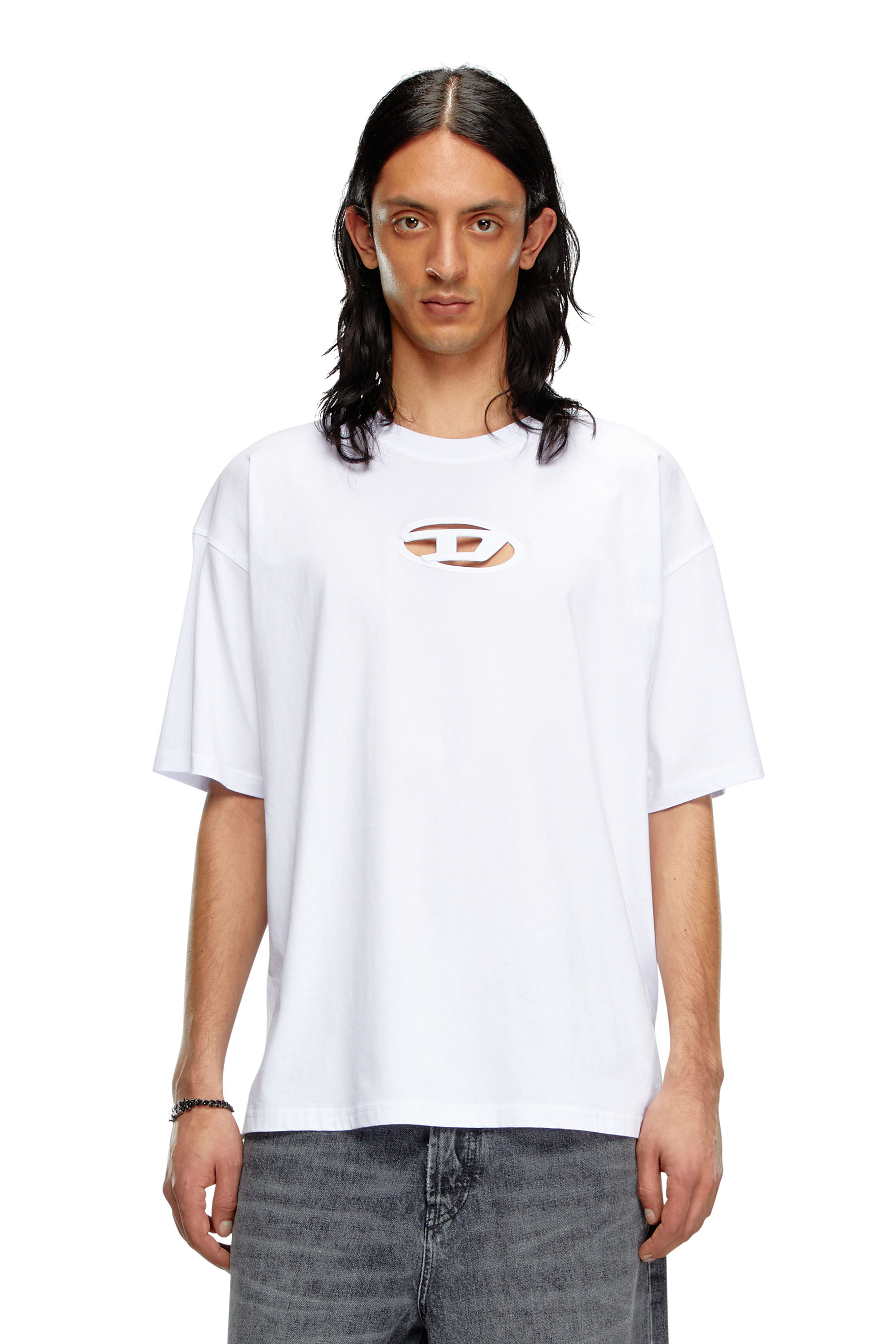 Diesel - T-BOXT-OD, Unisex T-shirt with embroidered Oval D in White - Image 2