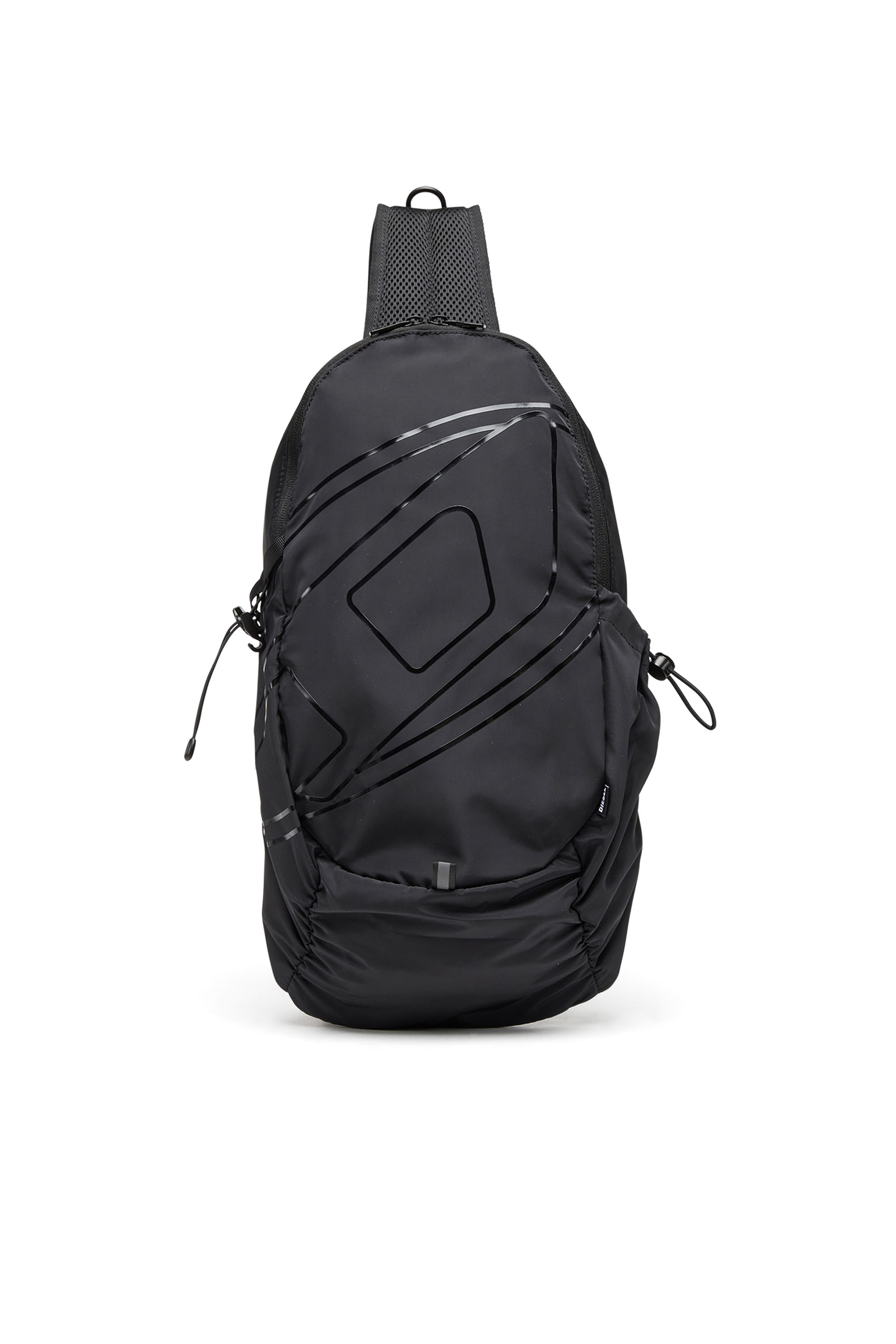 Diesel - DRAPE SLING BAG, Man's Drape-Nylon sling backpack with tonal logo in Black - 2