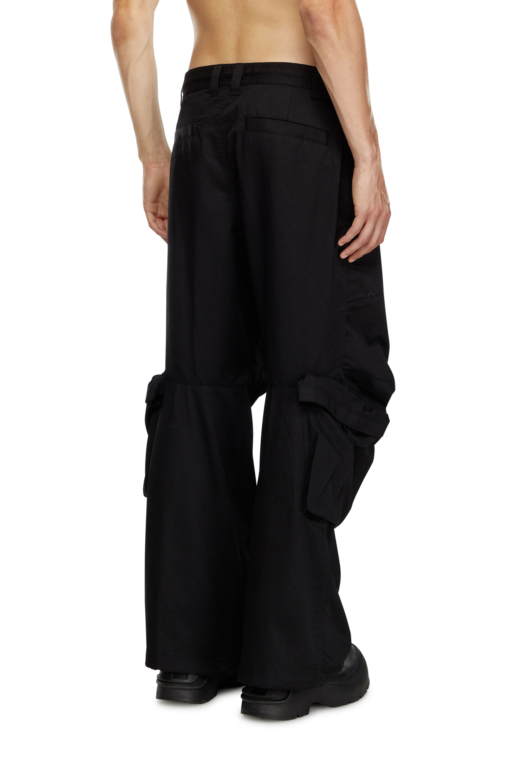 Diesel - P-ARNE-A, Man's Cargo pants in technical cotton twill in Black - 4