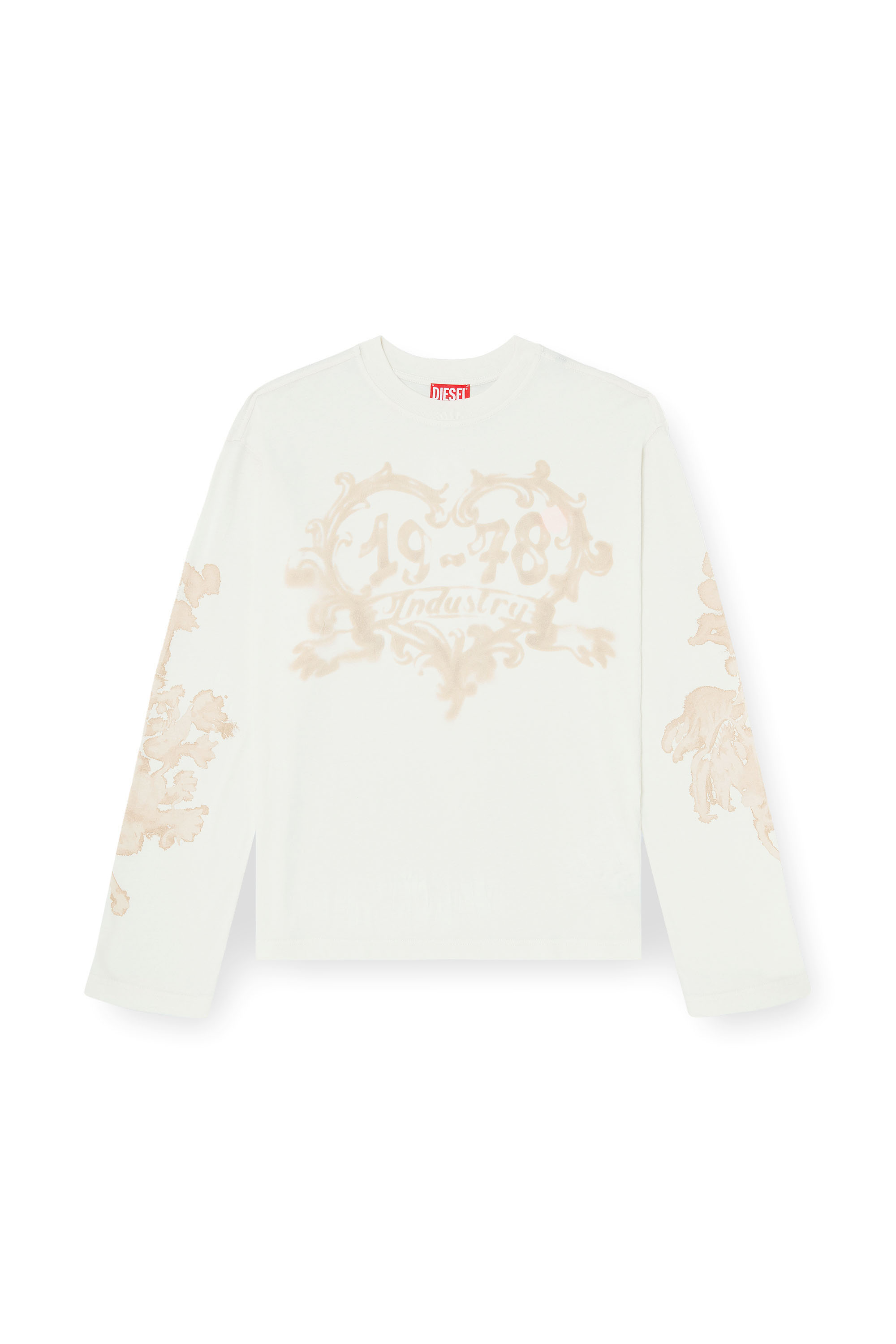 Diesel - T-HILARY-LS-AA1, Woman's Cotton long-sleeve T-shirt with graphic print in White/Pink - 3