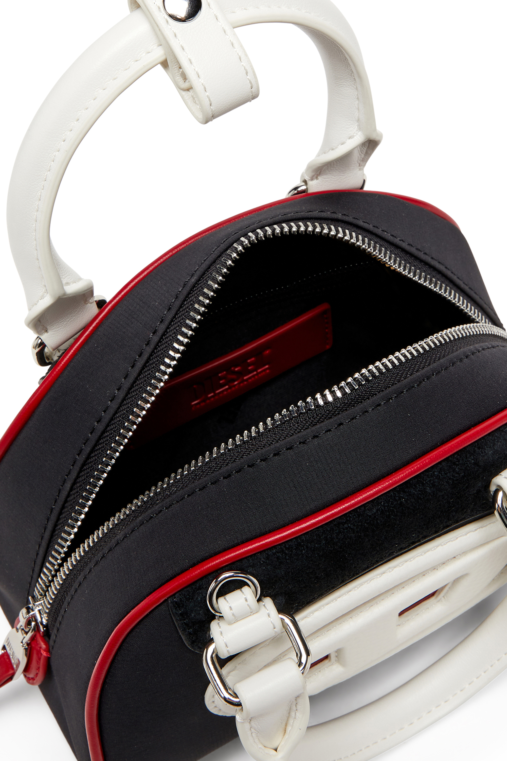 Diesel - 1DR DOME CROSSBODY, Woman's 1DR Dome-Colour-block mini bowling bag in Black/White - 3