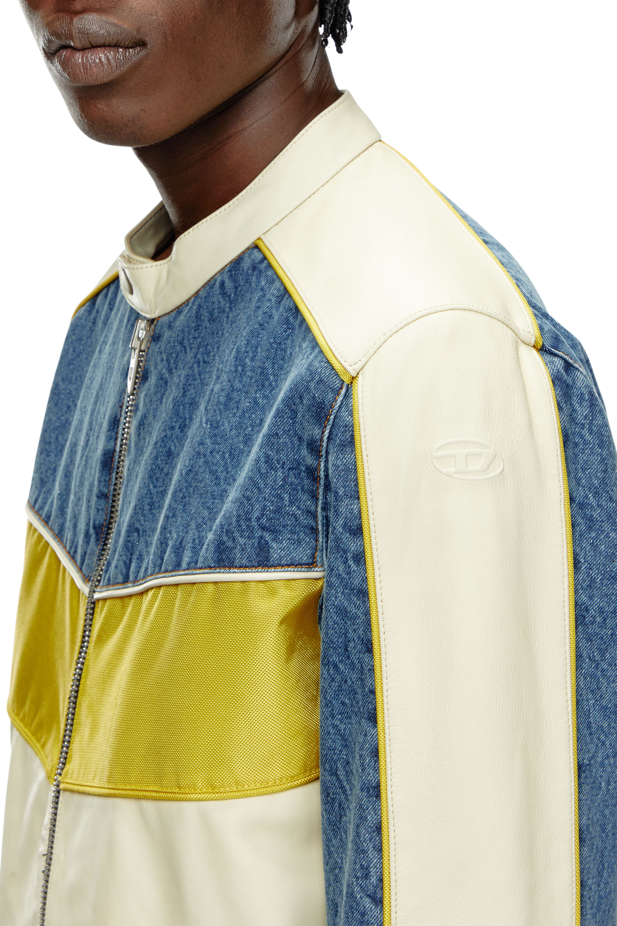 Diesel - L-LEOPOL, Man Denim and shell-panelled leather jacket in Multicolor - Image 5