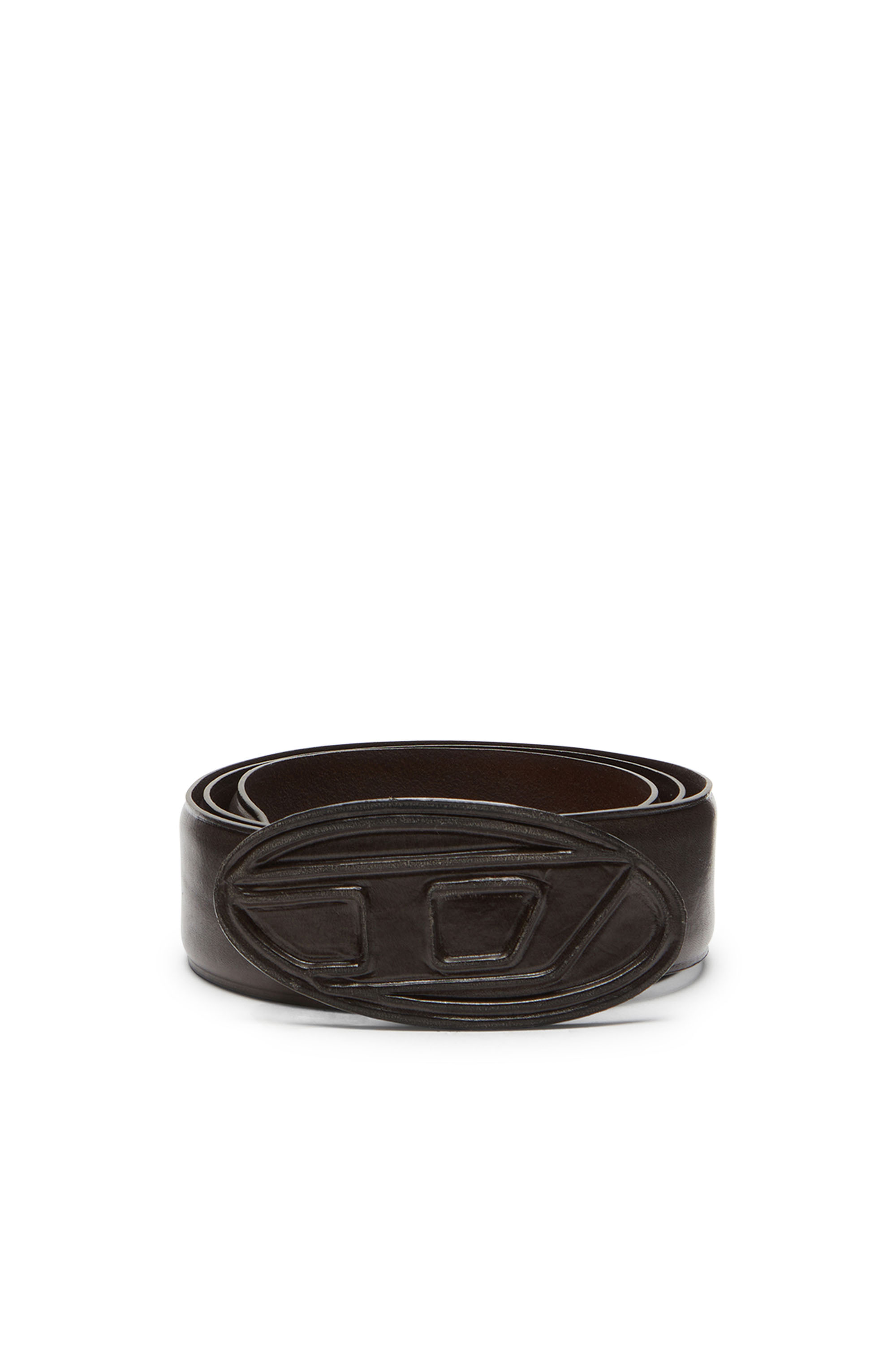 Diesel - B-1DR SCRATCH, Man Leather belt with leather-covered buckle in Brown - Image 1