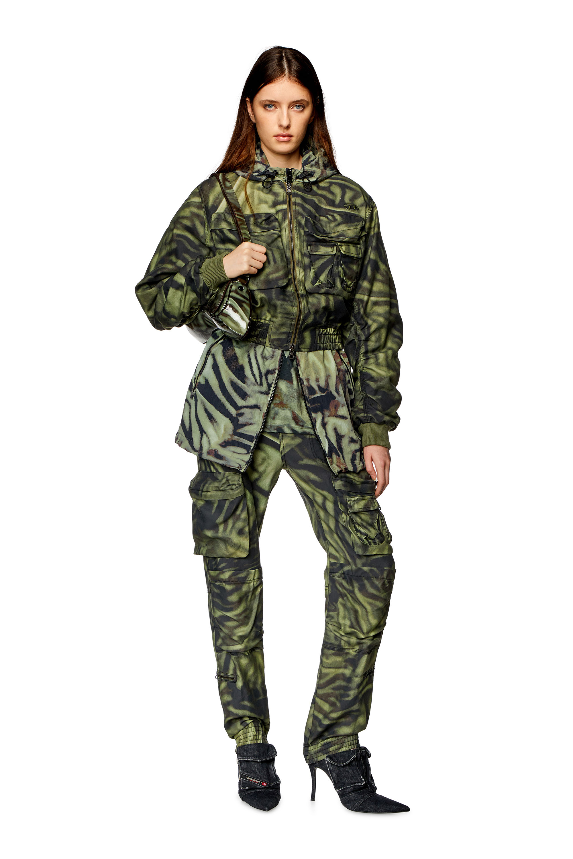 Diesel - G-KHLOW, Woman Cargo bomber in zebra-camo twill in Multicolor - Image 2