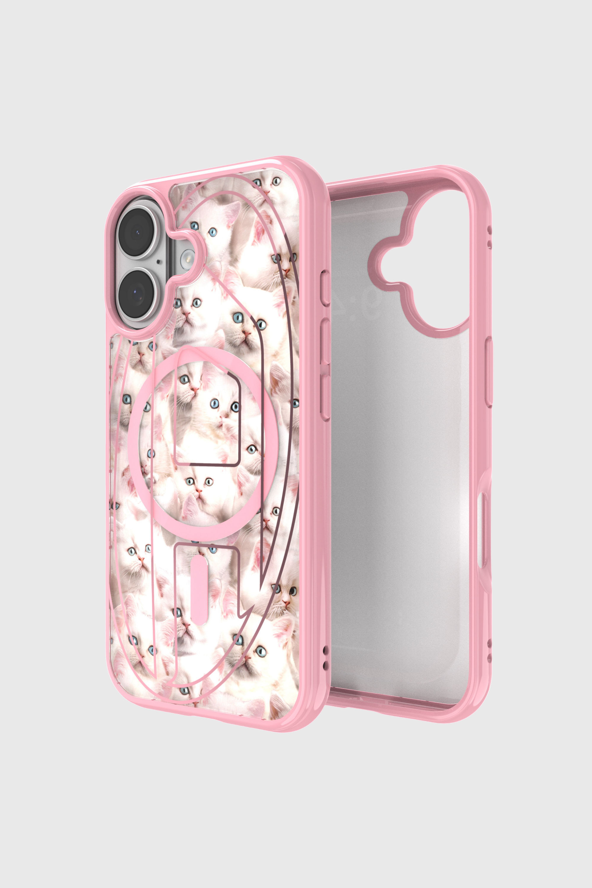 Diesel - 60423 AOP CASE, Unisex's Oval D cats case with magsafe for iPhone 17 in Pink - 1