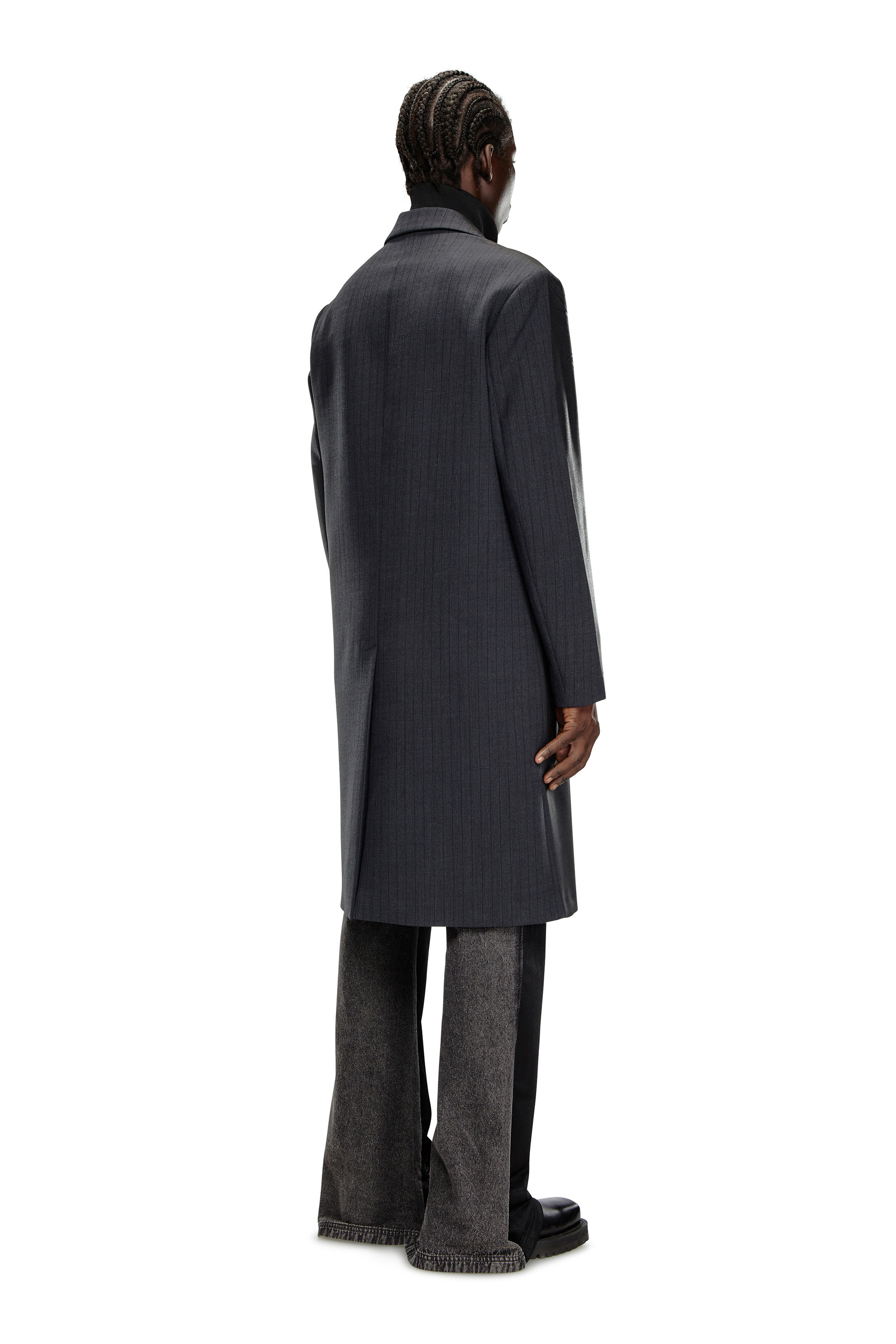 Diesel - J-DENNER, Man Coat in pinstriped cool wool in Black - Image 3