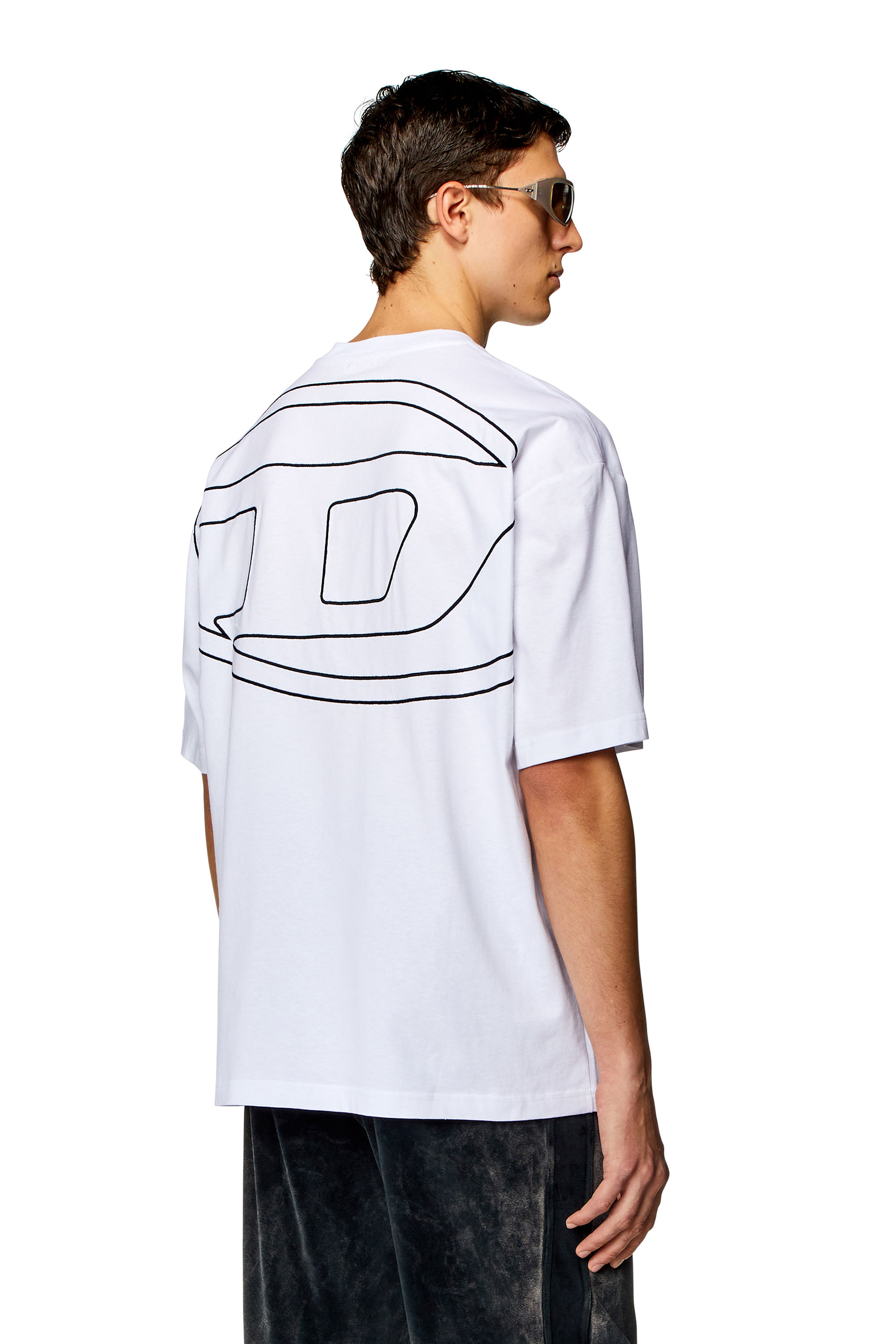 Diesel - T-BOGGY-MEGOVAL-D, Man's T-shirt with maxi oval D embroidery in White - 1