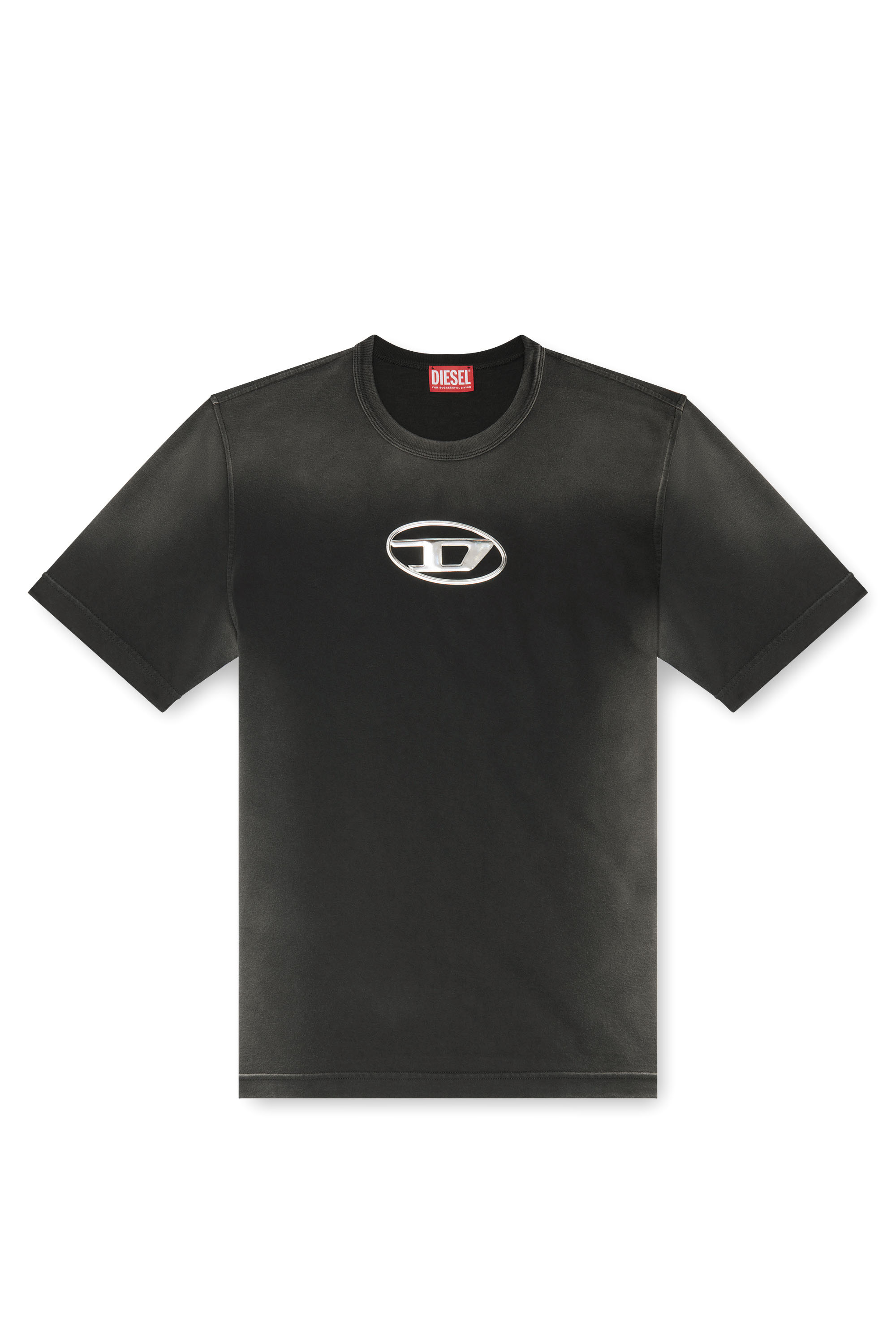 Diesel - T-ADJUST-Q8, Man's Faded T-shirt with cut-out Oval D logo in Black - 2