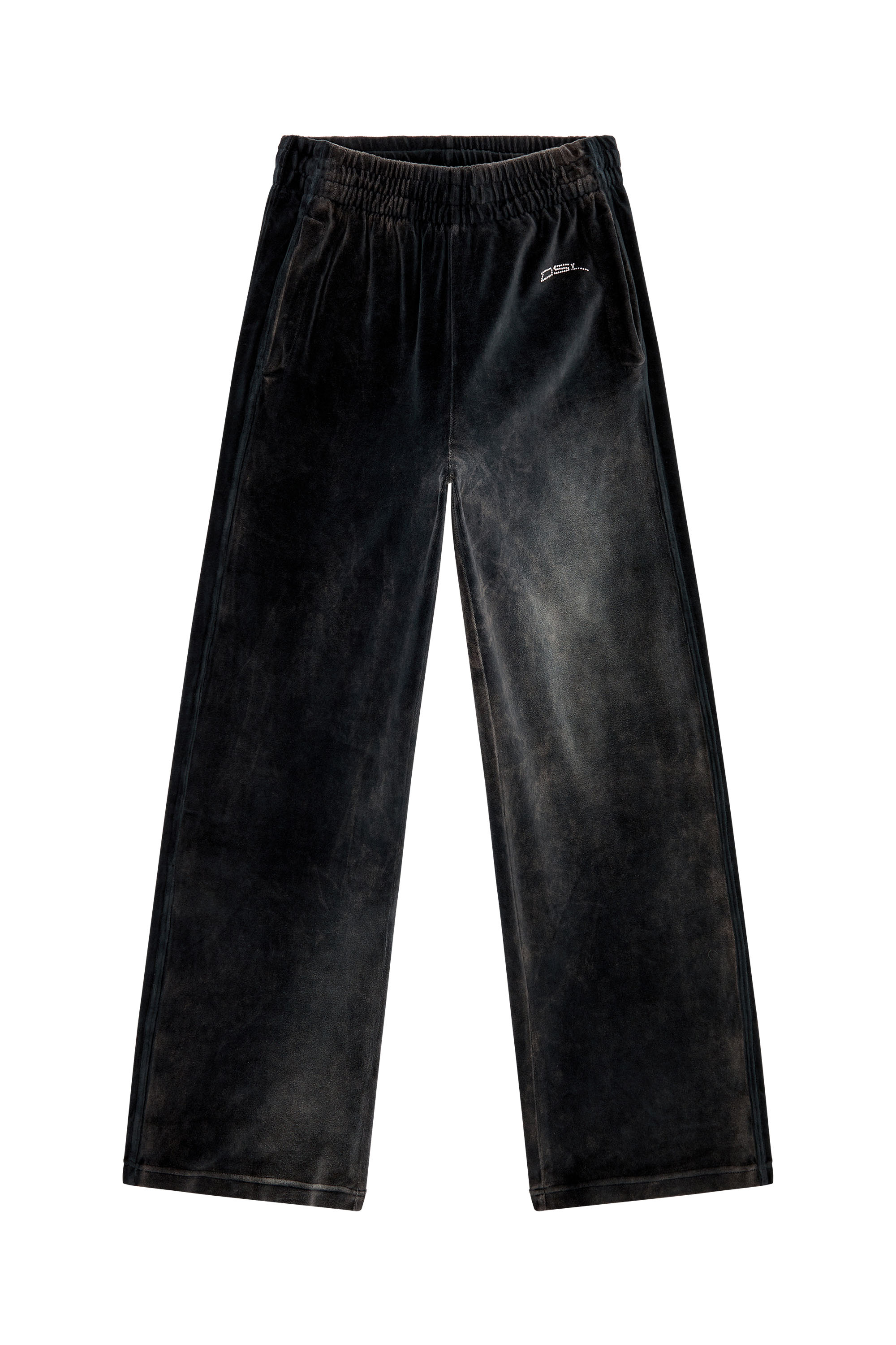 Diesel - P-MARTYN, Woman Acid-wash chenille wide-leg sweatpants in Black - Image 4