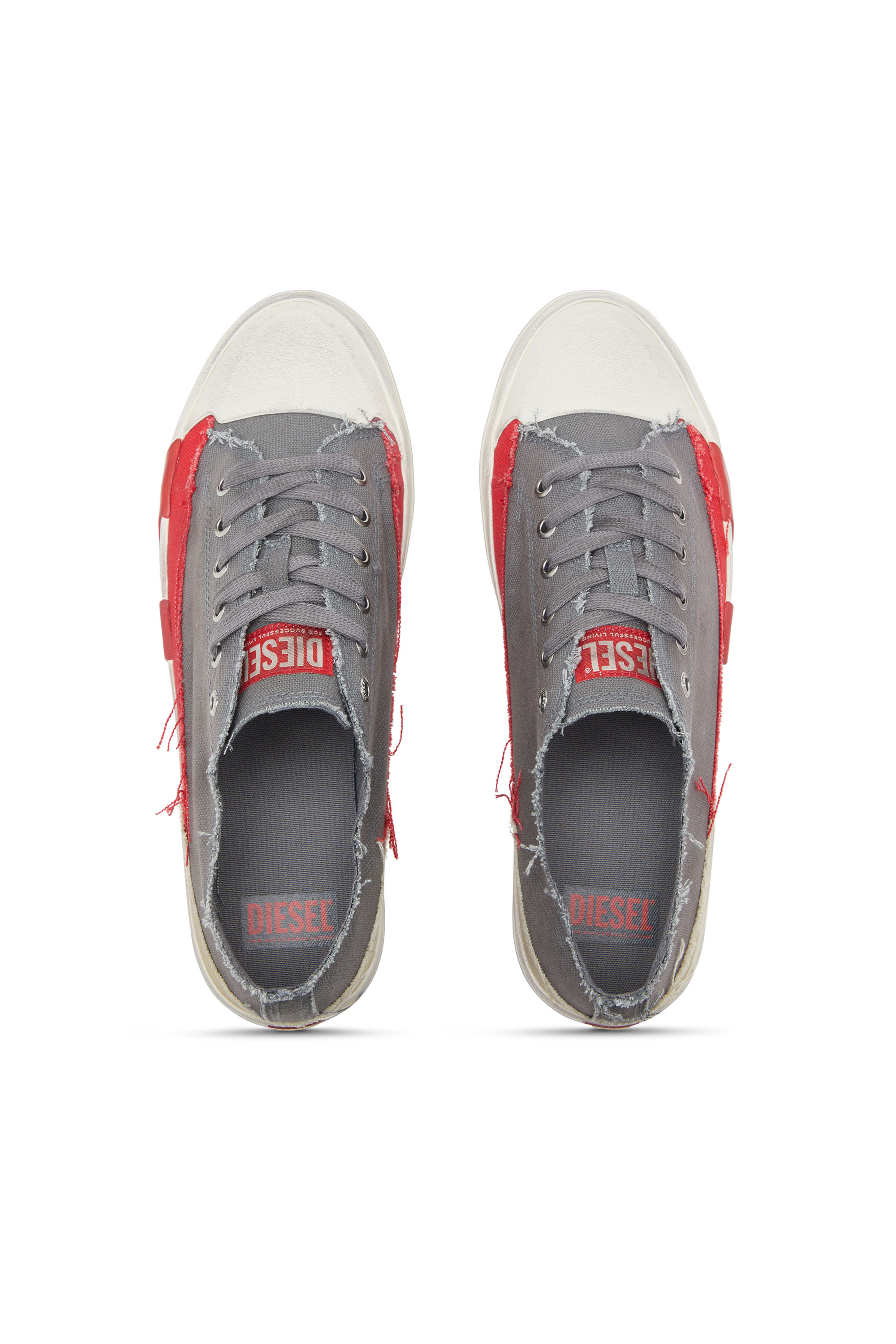 S-D-VERSE LOW, Grey Diesel - S-D-VERSE LOW, Man's S-D-Verse-Dirty-effect canvas sneakers in Grey - 4