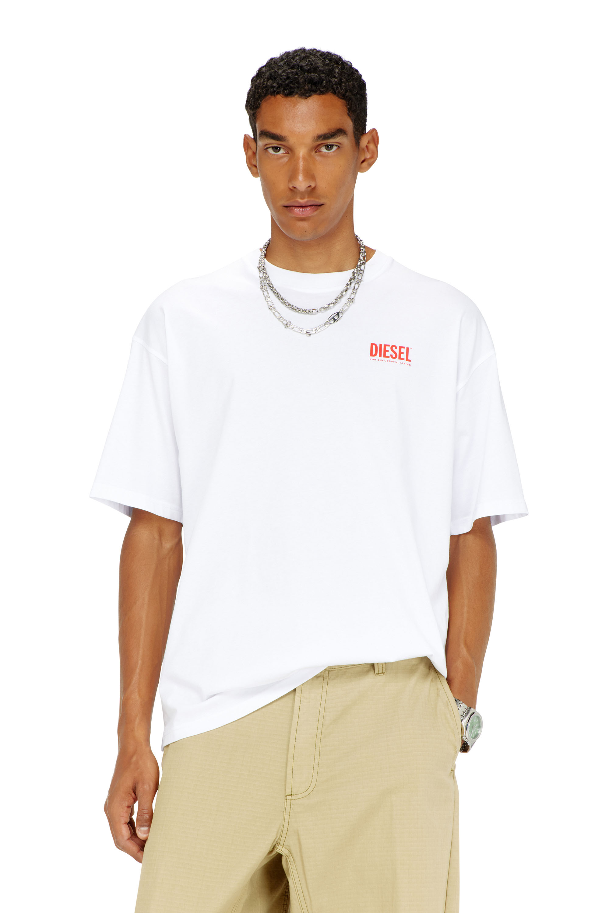 Diesel - T-BOXT-BISK, Man's Cotton T-shirt with Diesel Biscotto print in White - 1