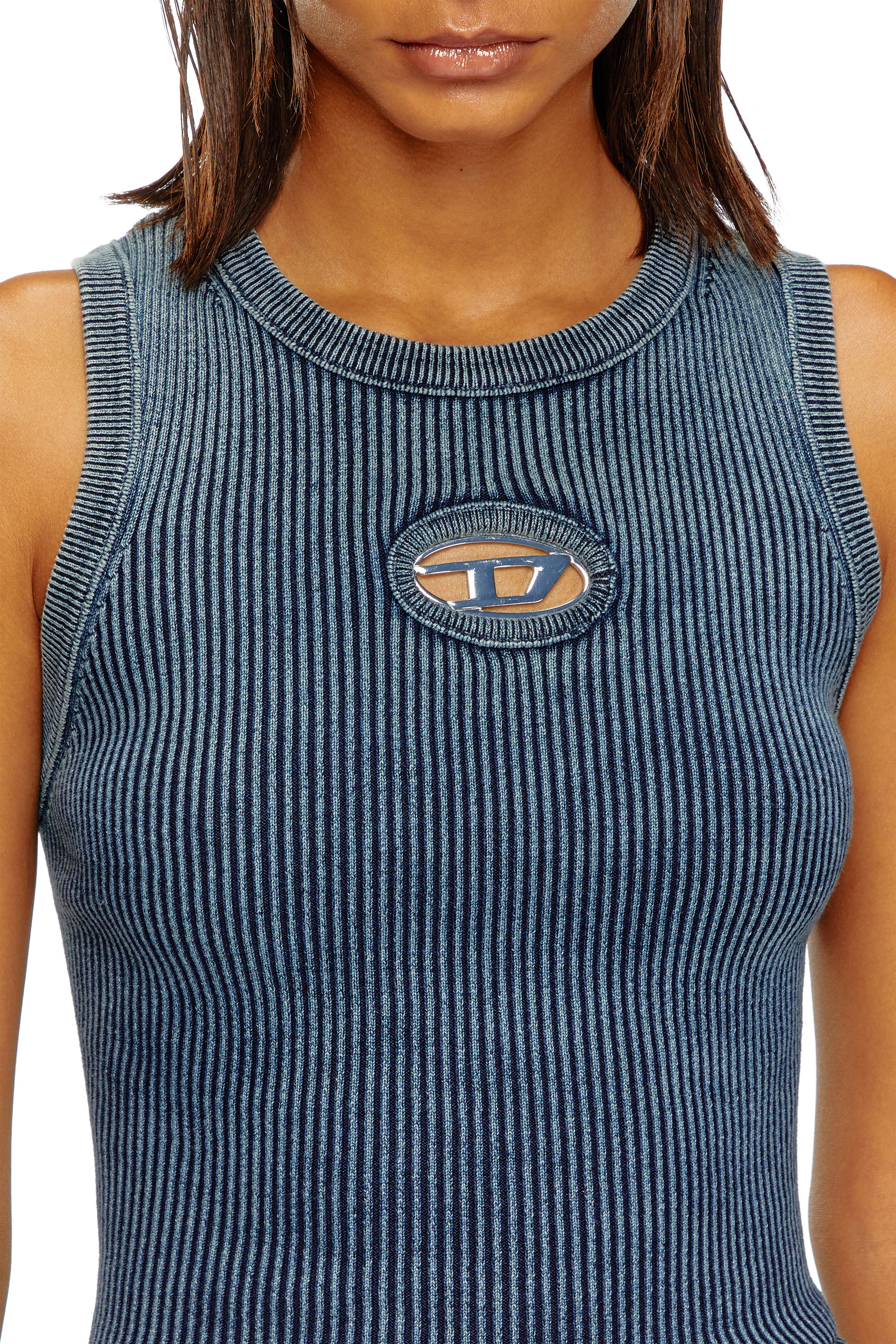 Diesel - M-ANCHOR-A-SL, Woman Rib-knit tank top with Oval D in Blue - Image 4