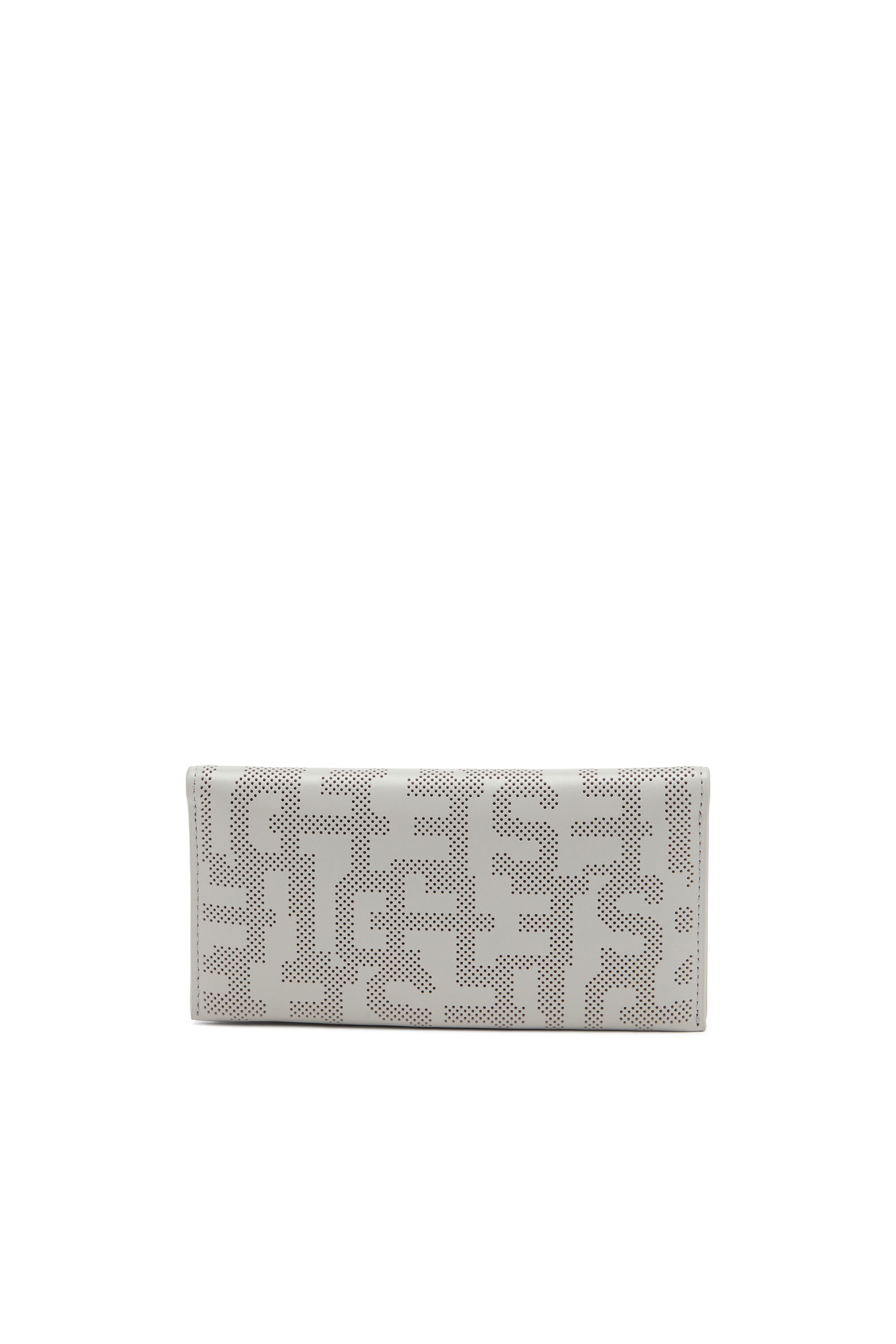 Diesel - CONTINENTAL ZIP DETACHABLE COIN CASE, Unisex Continental wallet in logo-perforated leather in Grey - Image 2