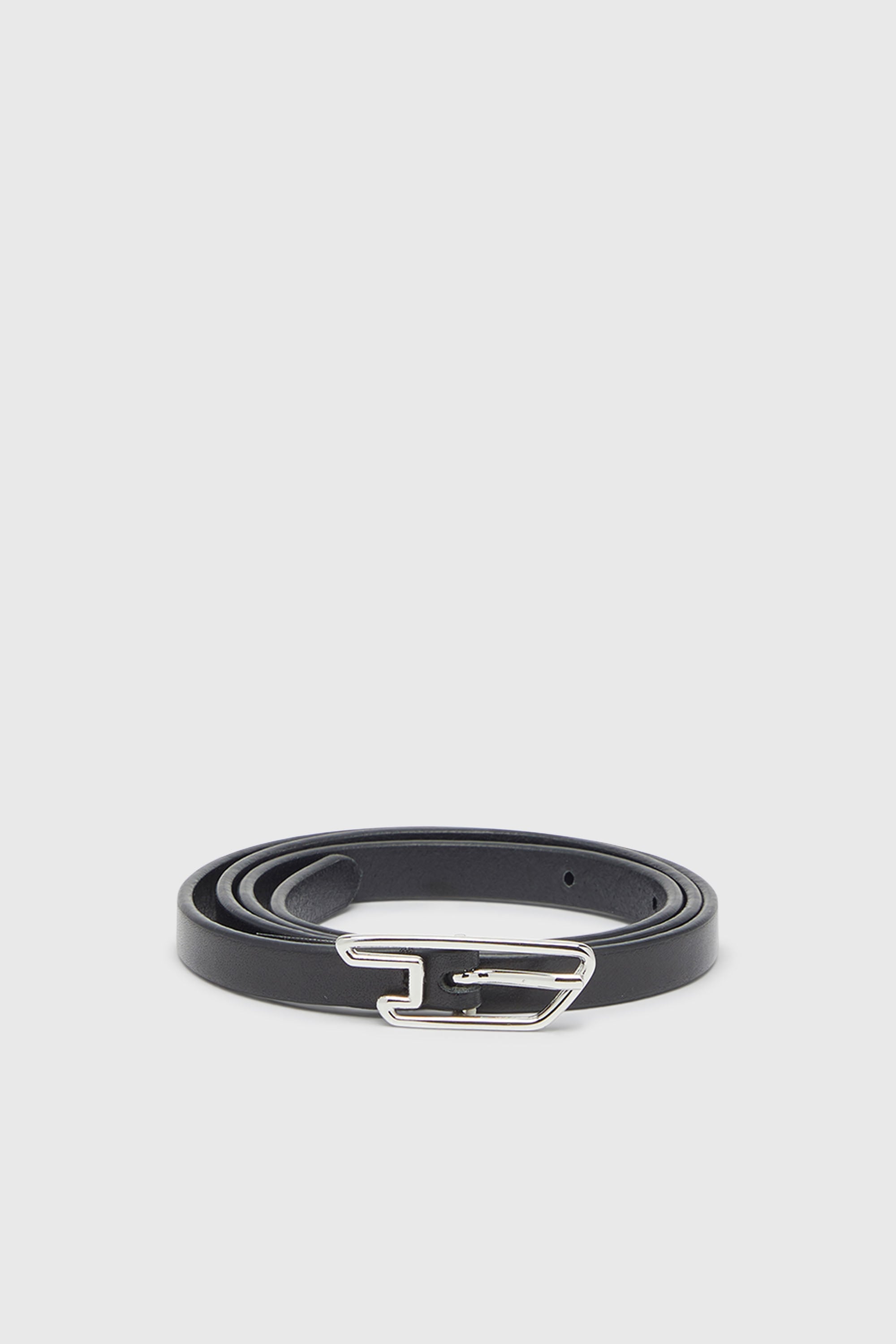 Diesel - B-D LINE W 10, Woman's 1.5cm belt in pull-up leather with D buckle in Black - 1